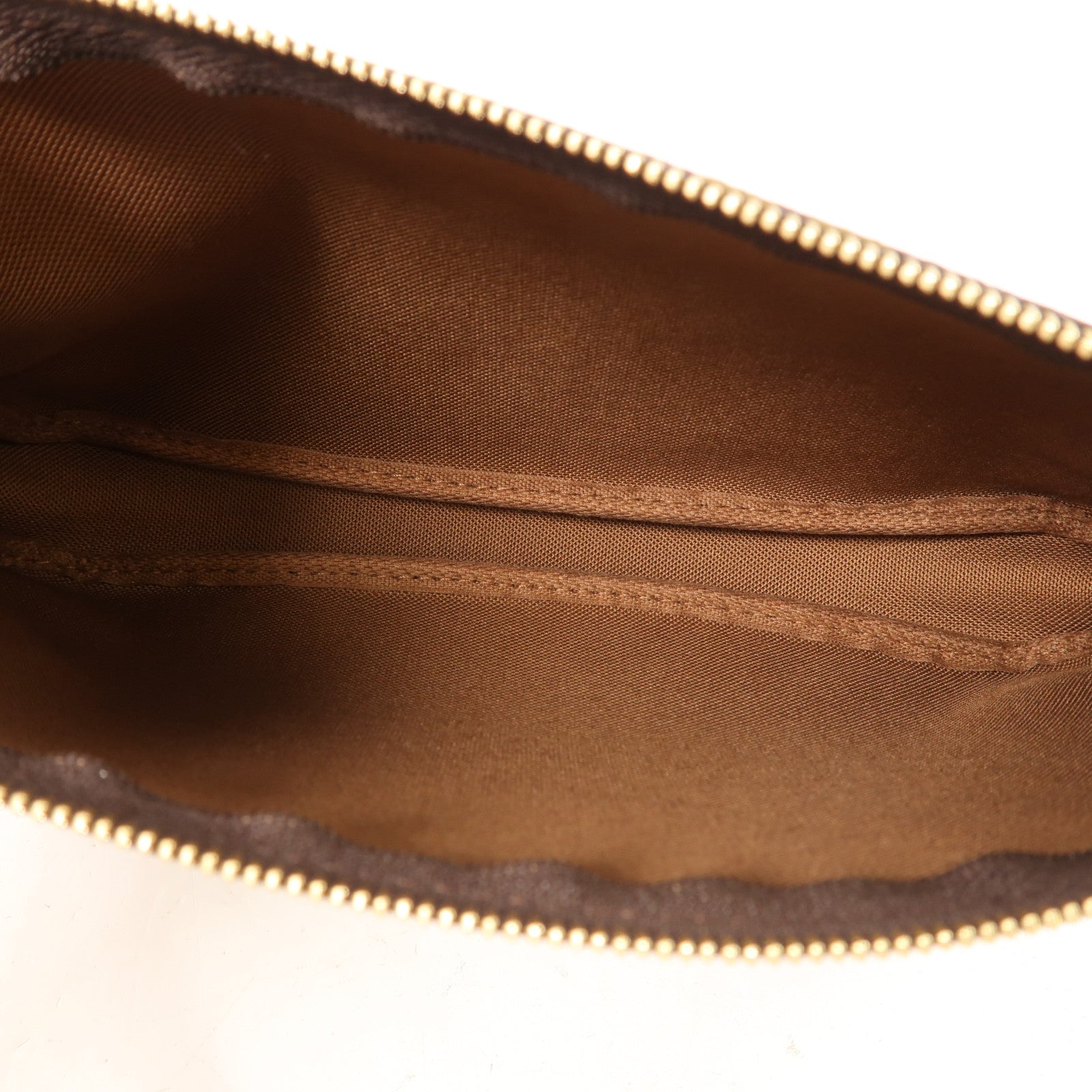 LOUIS VUITTON Monogram Pochette Accessoires金扣手拿包棕色