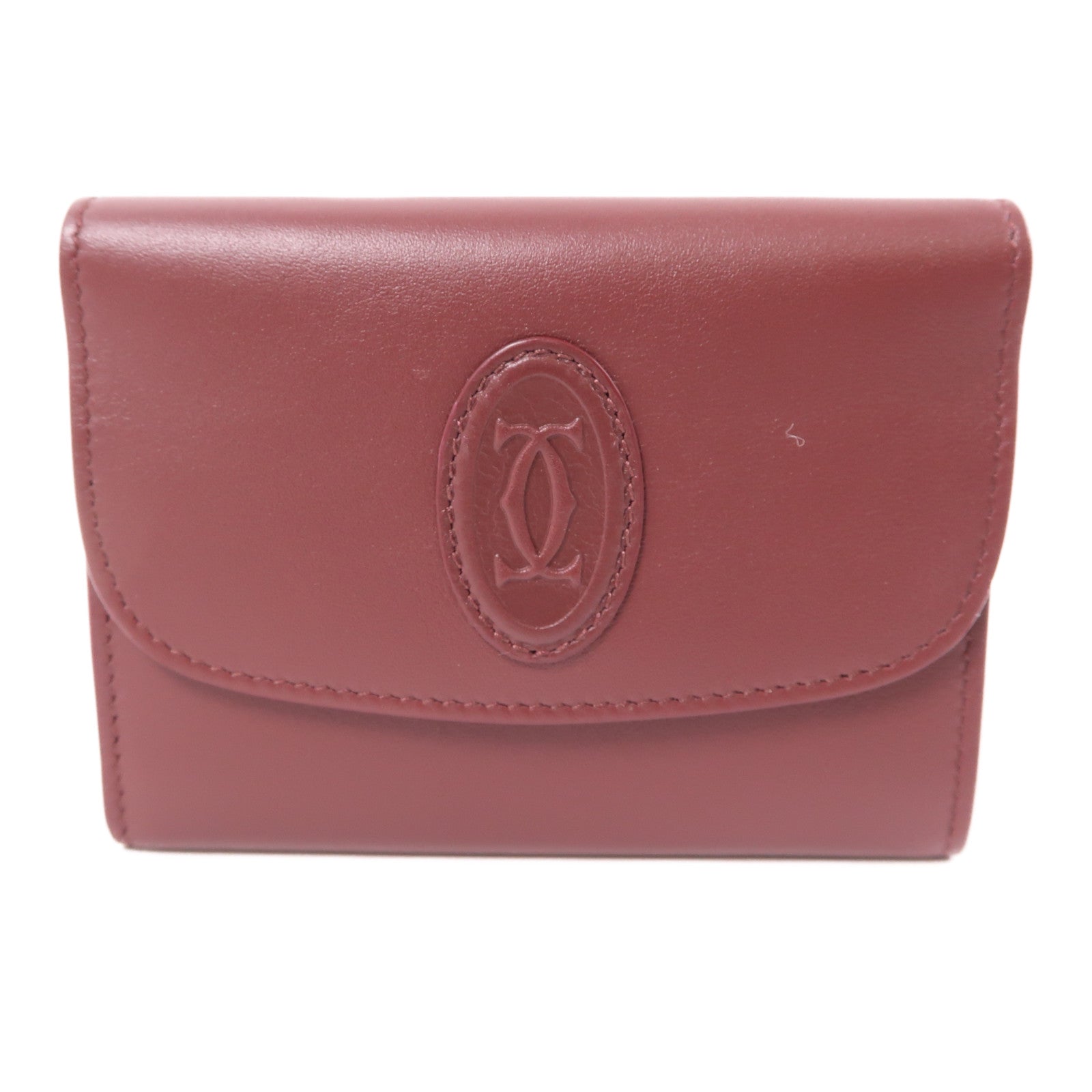 CARTIER 牛皮皮革Card Case金扣卡片套酒紅色