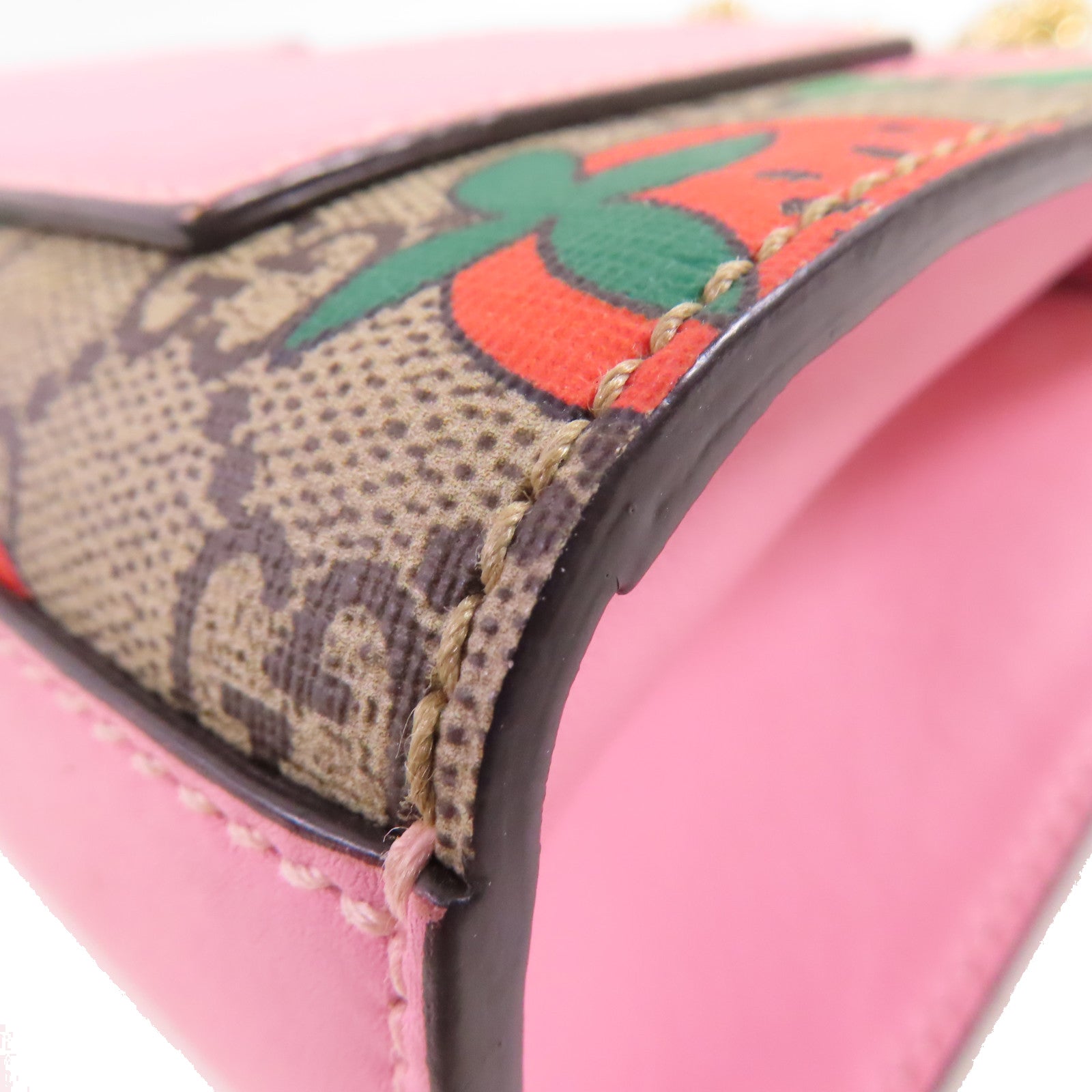 GUCCI GHW GG Supreme Padlock Small Shoulder Bag Coated Canvas 409487 Brown Pink