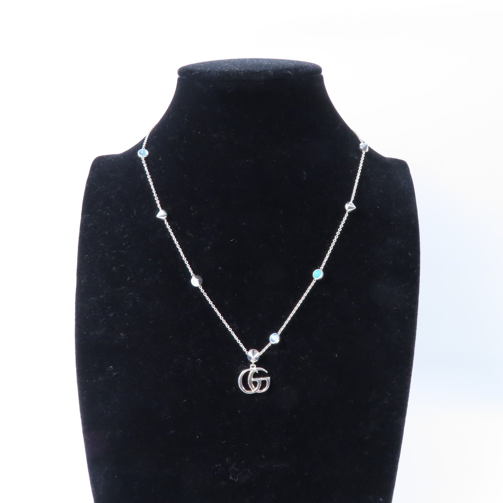 GUCCI 925純銀Necklace項鍊銀色/白色/藍色