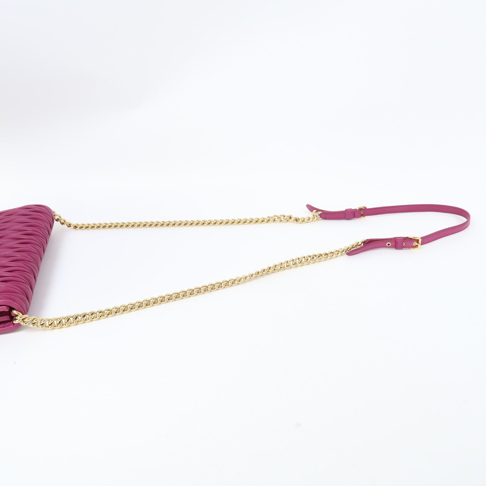 Miu Miu 羊皮皮革Chain Shoulder金扣鏈帶肩背袋紫色