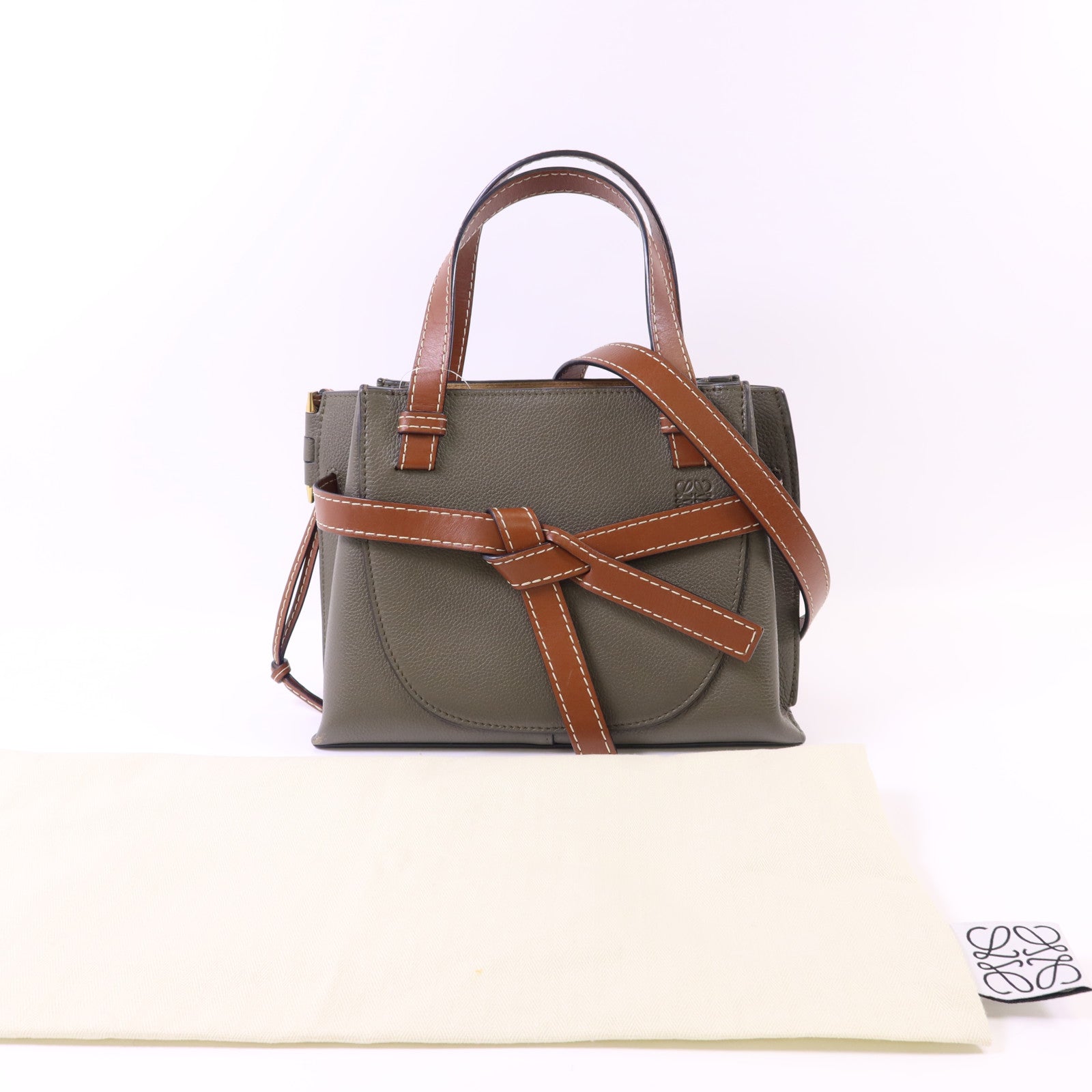 LOEWE 牛皮皮革Mini Gate金扣手挽肩背兩用袋