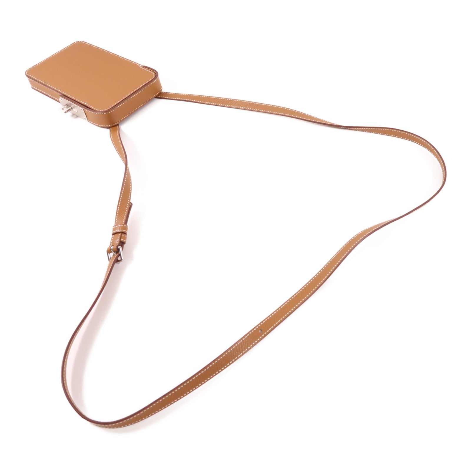HERMES PHW Hac A Box Phone Case Shoulder Bag Epsom Leather Gold Brown