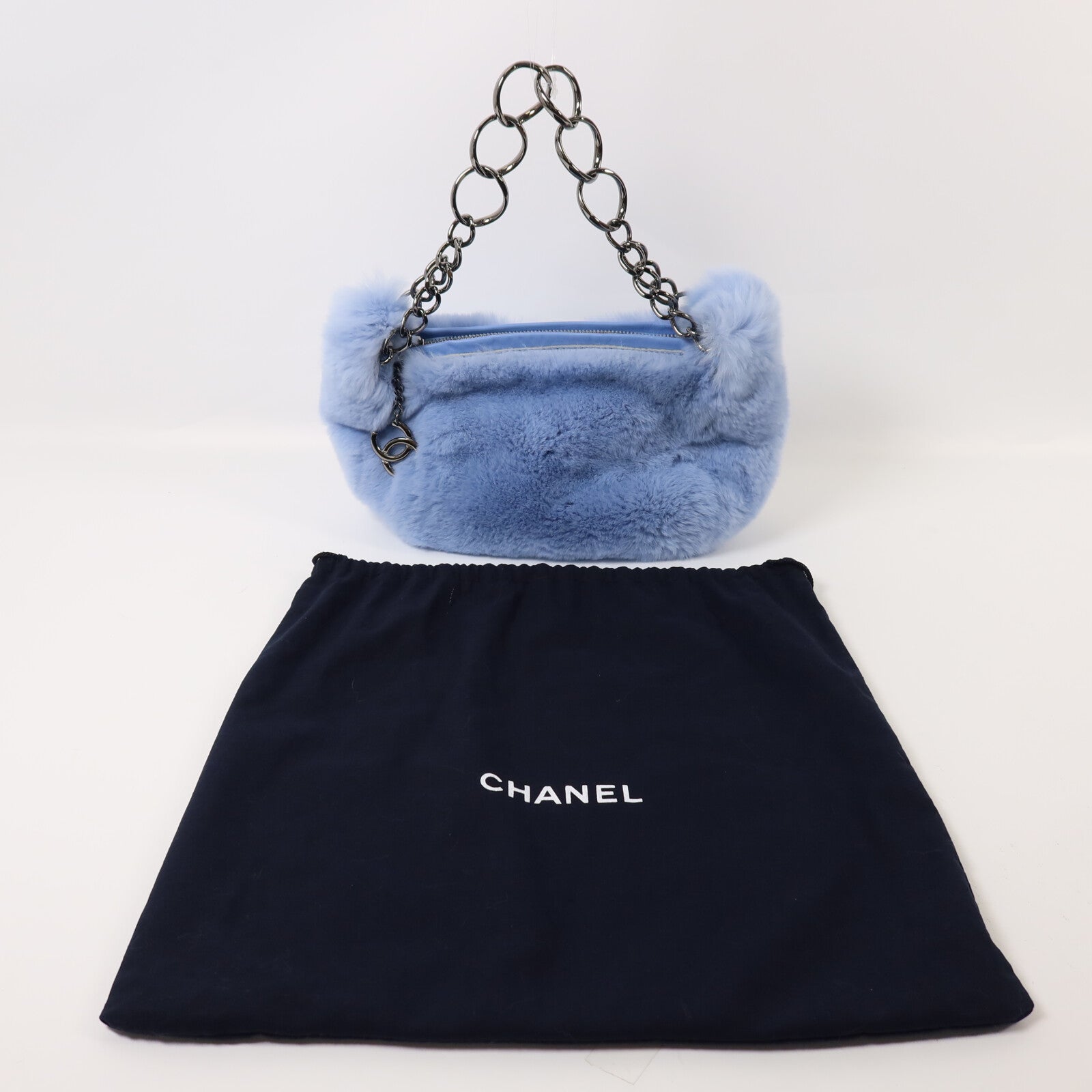 CHANEL 兔毛Vintage Rabbit Fur Chain Hobo鏈帶手挽袋