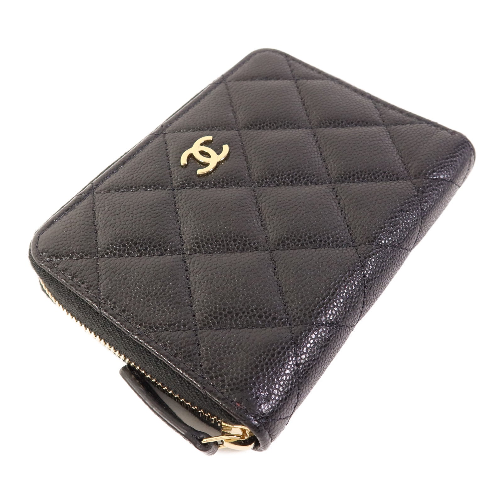 CHANEL 牛皮皮革Round Wallet金扣錢包