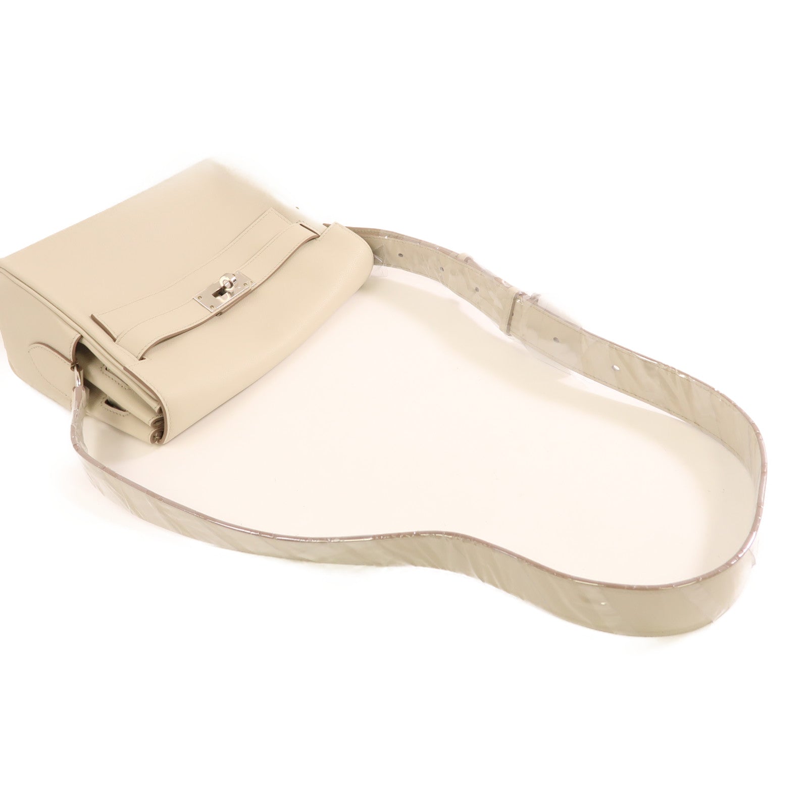 HERMES Evercolor皮革Kelly Messenger PM銀扣肩背袋8L Beton