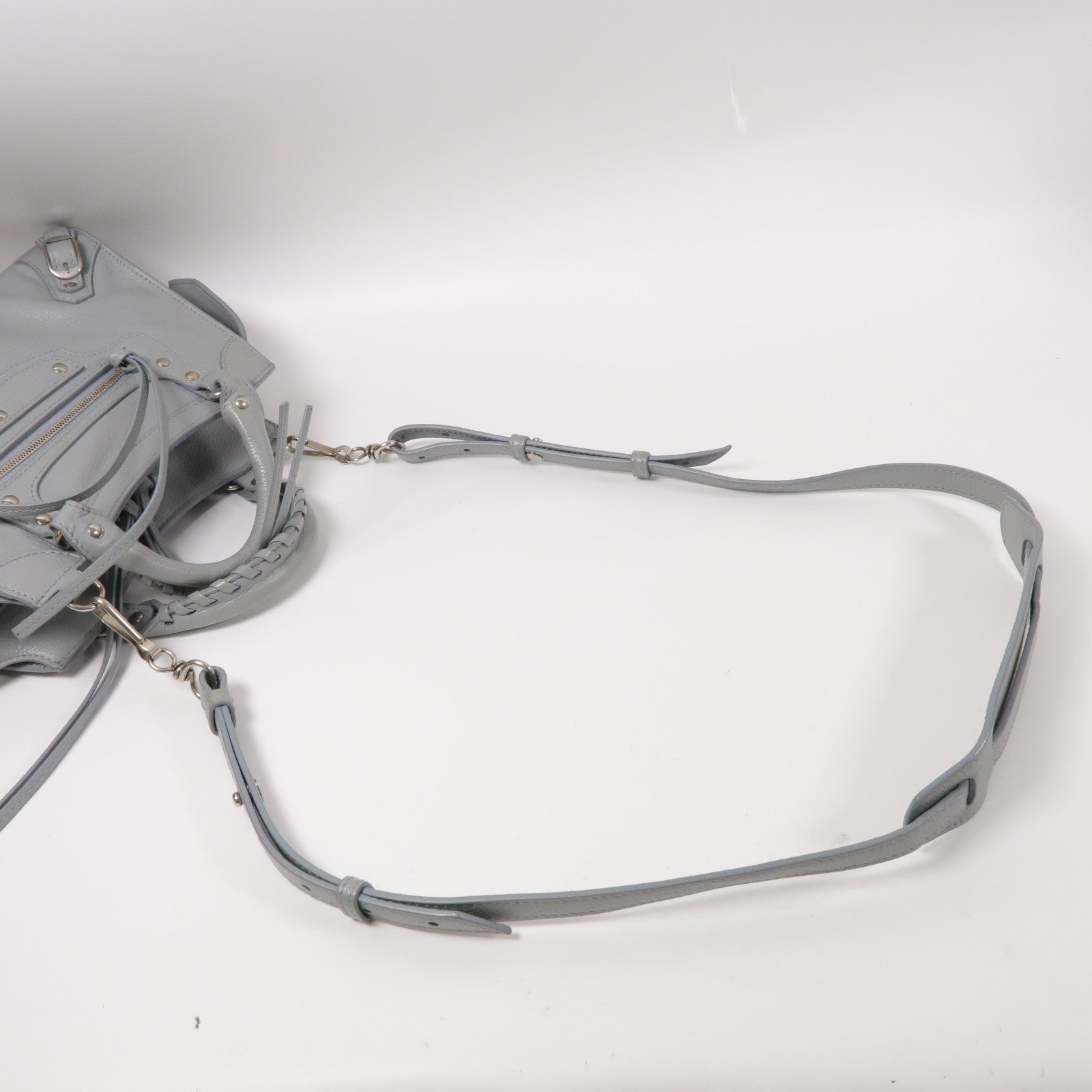 BALENCIAGA 牛皮皮革Classic City Mini銀扣手挽肩背兩用袋灰色