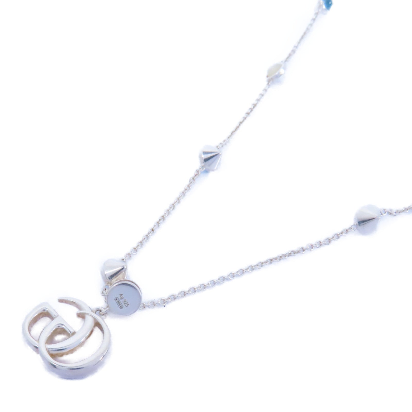 GUCCI 925純銀Necklace項鍊銀色/白色/藍色