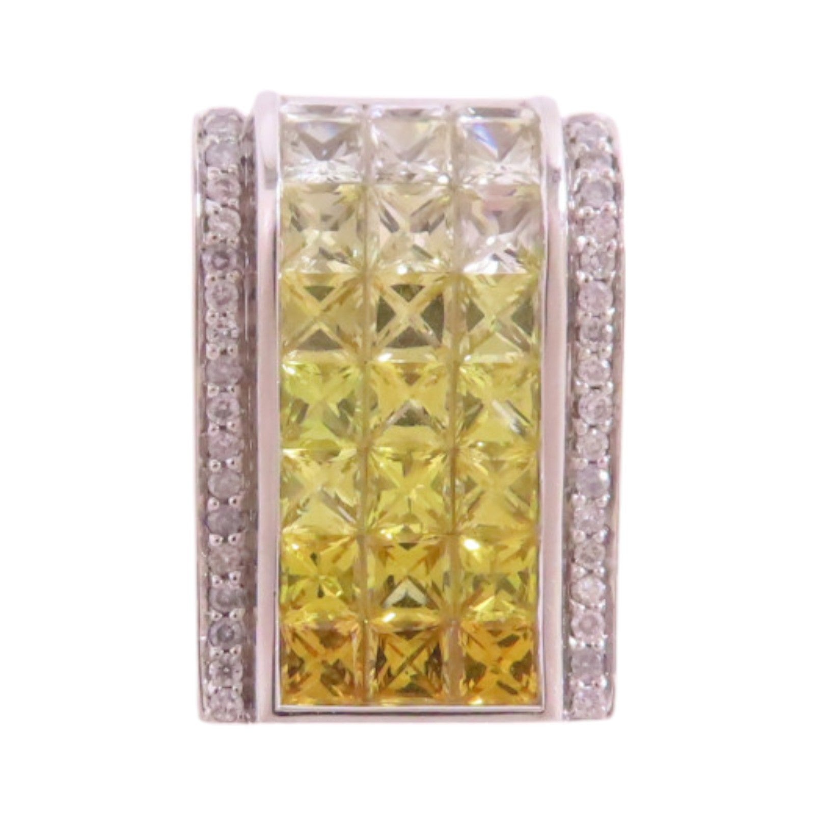 JEWELRY 【激減優惠】18K白金/黃藍寶石/鑽石Yellow Sapphire Diamond Pendant Top吊墜頭扣