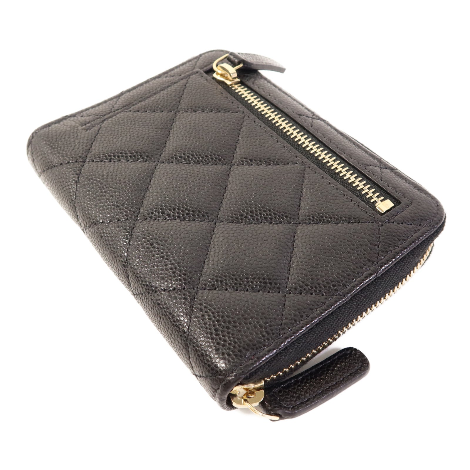 CHANEL 牛皮皮革Round Wallet金扣錢包