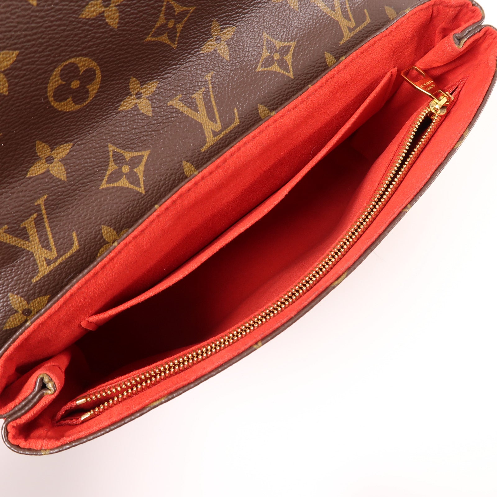 LOUIS VUITTON Monogram Saint Placide金扣鏈帶肩背袋啡色/紅色