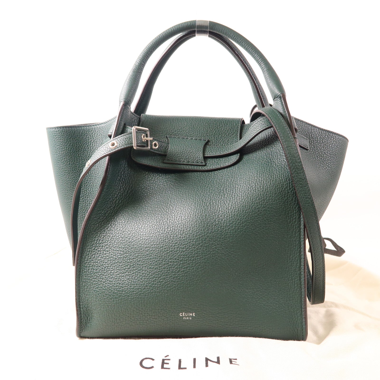CELINE 【激減優惠】牛皮皮革Shoulder Bag銀扣手挽肩背兩用袋