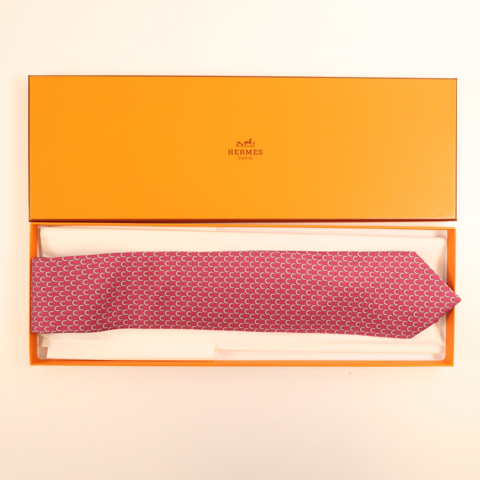 HERMES 絲質Tie領帶粉紅色