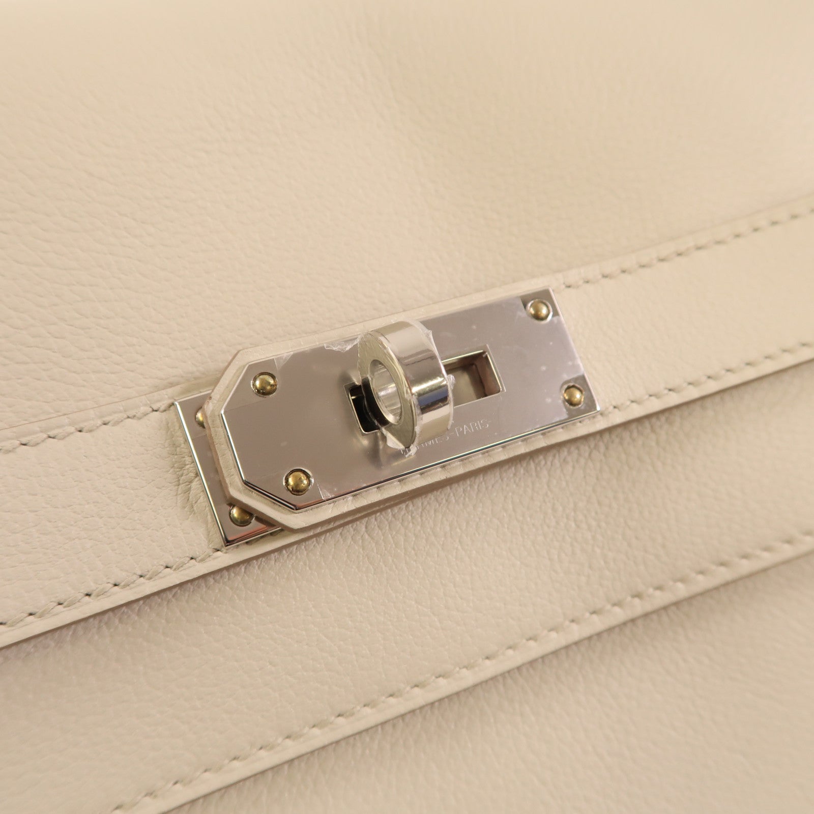 HERMES Evercolor皮革Kelly Messenger PM銀扣肩背袋8L Beton