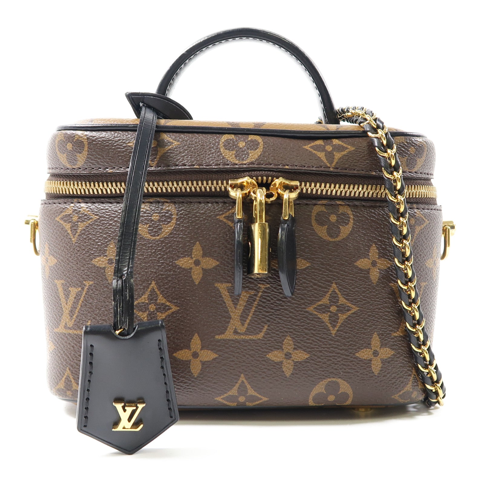 LOUIS VUITTON Monogram Reverse Vanity NV PM金扣手挽肩背兩用袋啡色