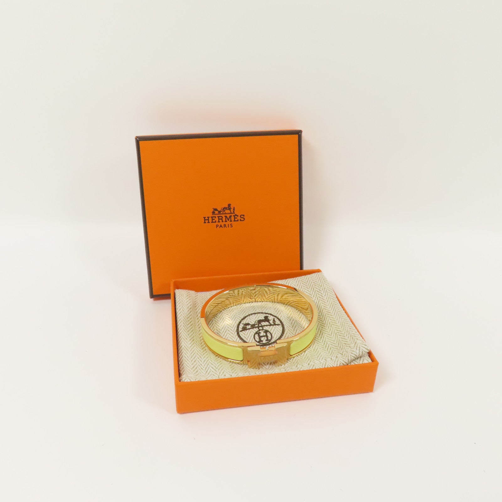 HERMES 金屬Clic H Bracelet手鐲Jaune Poussin