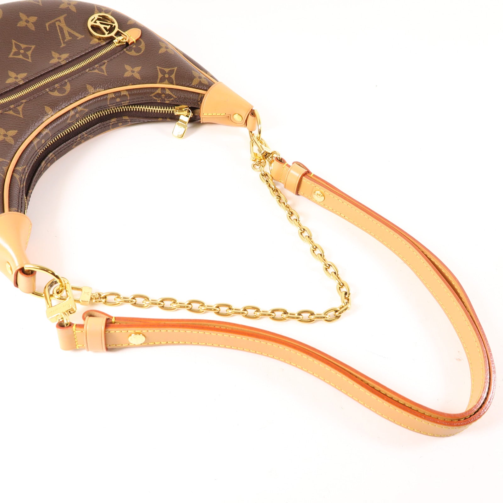 LOUIS VUITTON Monogram Loop金扣手挽肩背兩用袋棕色