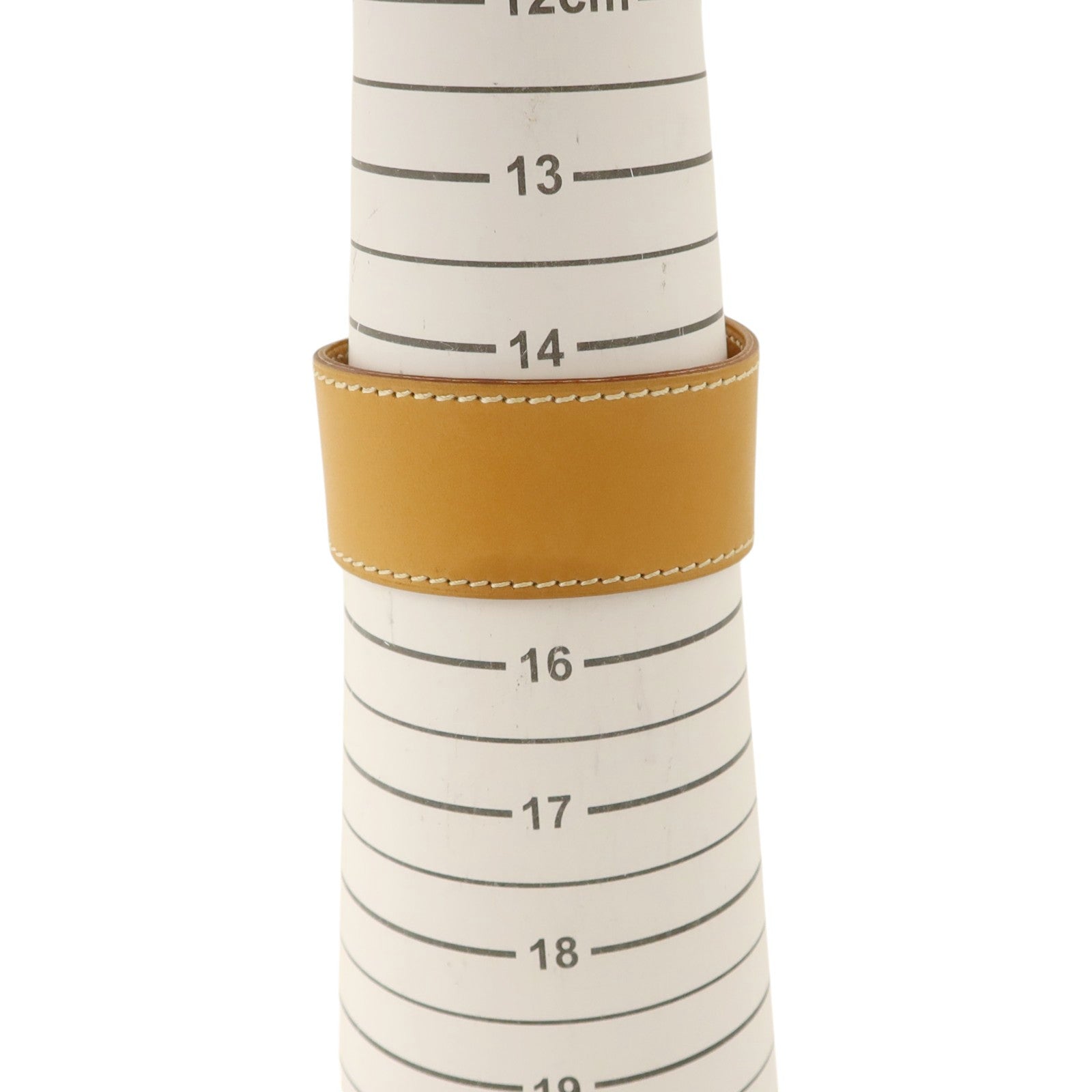 HERMES Barenia皮革Clou De Selle銀扣手鐲Natural Sable