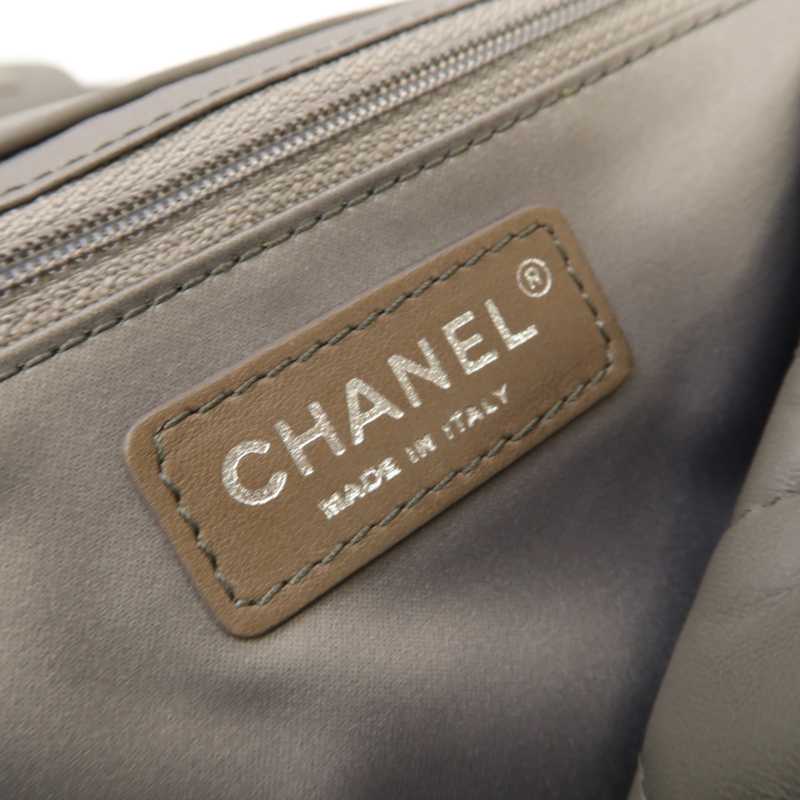 CHANEL 【激減優惠】菱格羊皮皮革Chain Shoulder Bag銀扣鏈帶肩背袋灰色