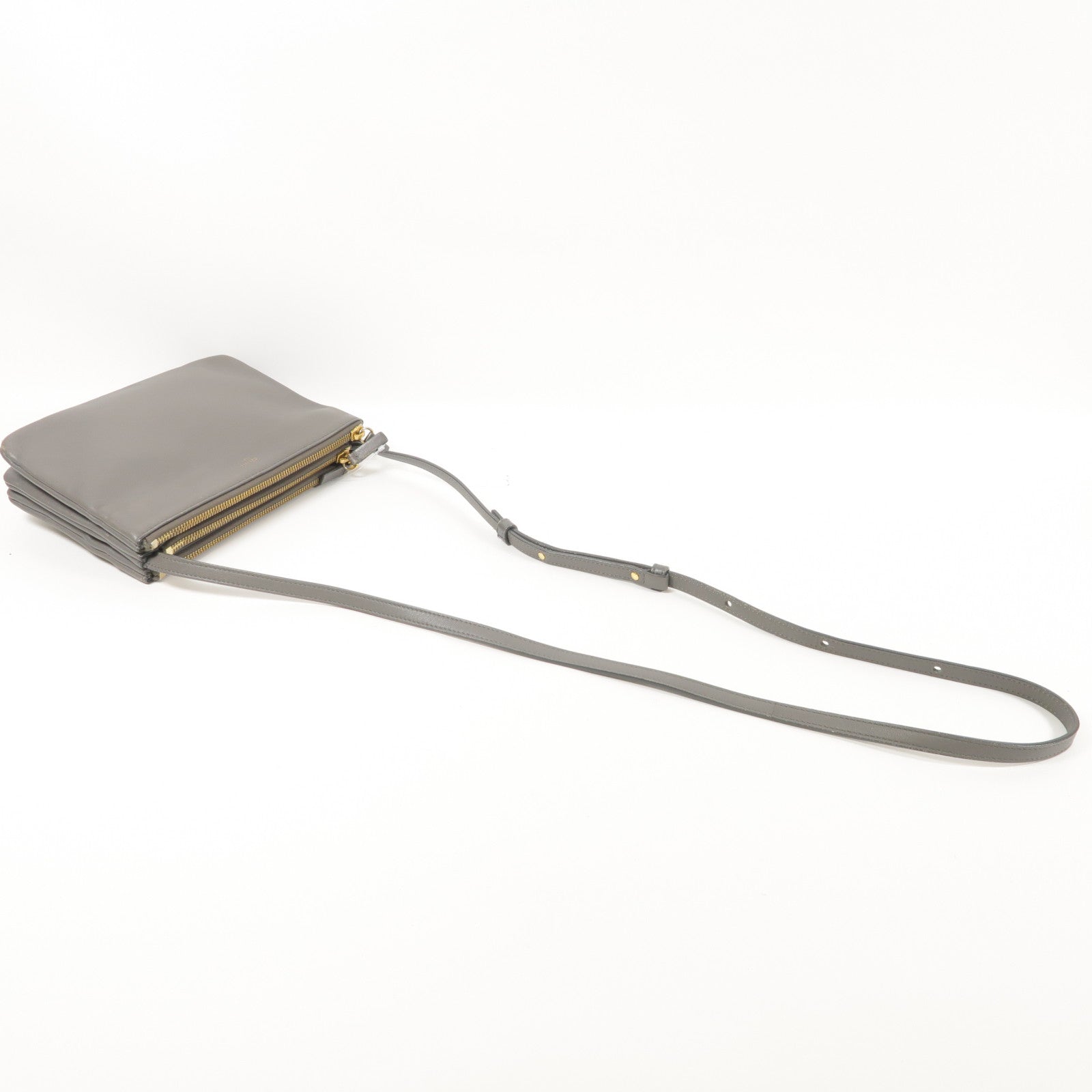 CELINE 羊皮皮革Trio金扣肩背袋