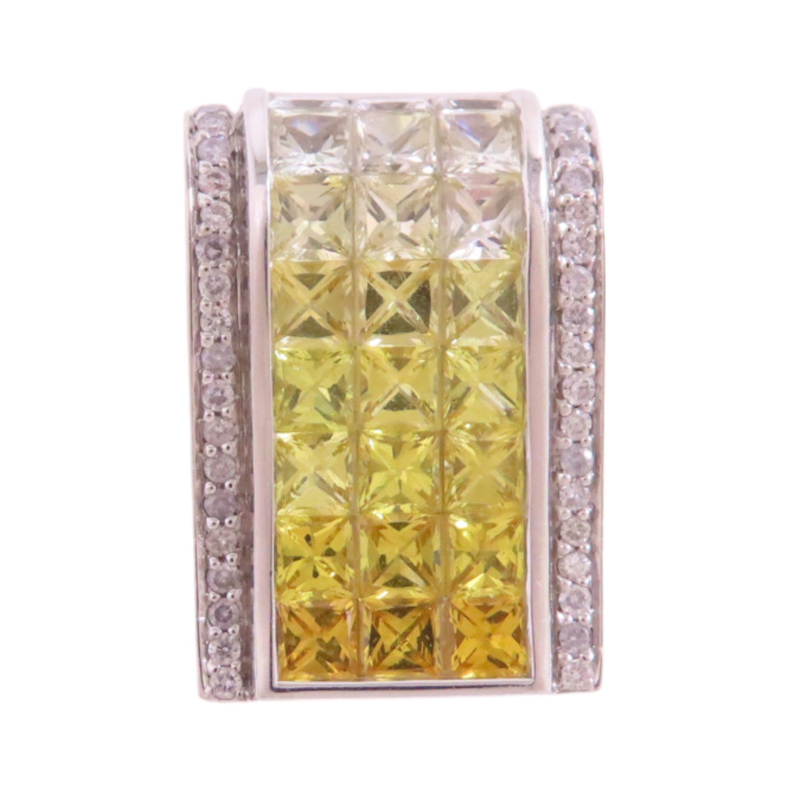 JEWELRY 【激減優惠】18K白金/黃藍寶石/鑽石Yellow Sapphire Diamond Pendant Top吊墜頭扣