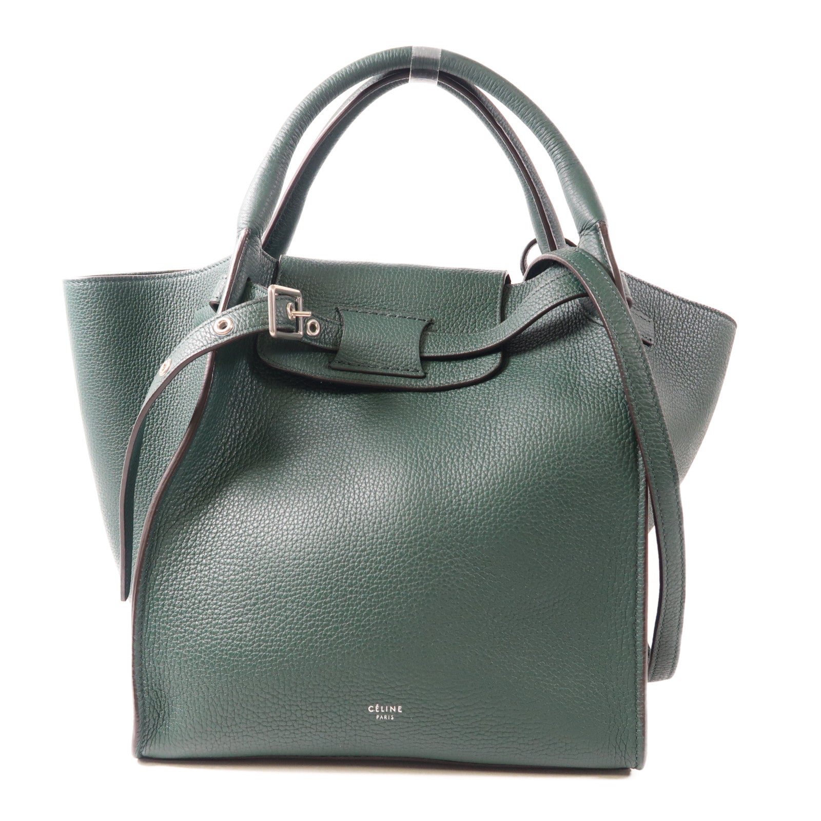 CELINE 【激減優惠】牛皮皮革Shoulder Bag銀扣手挽肩背兩用袋