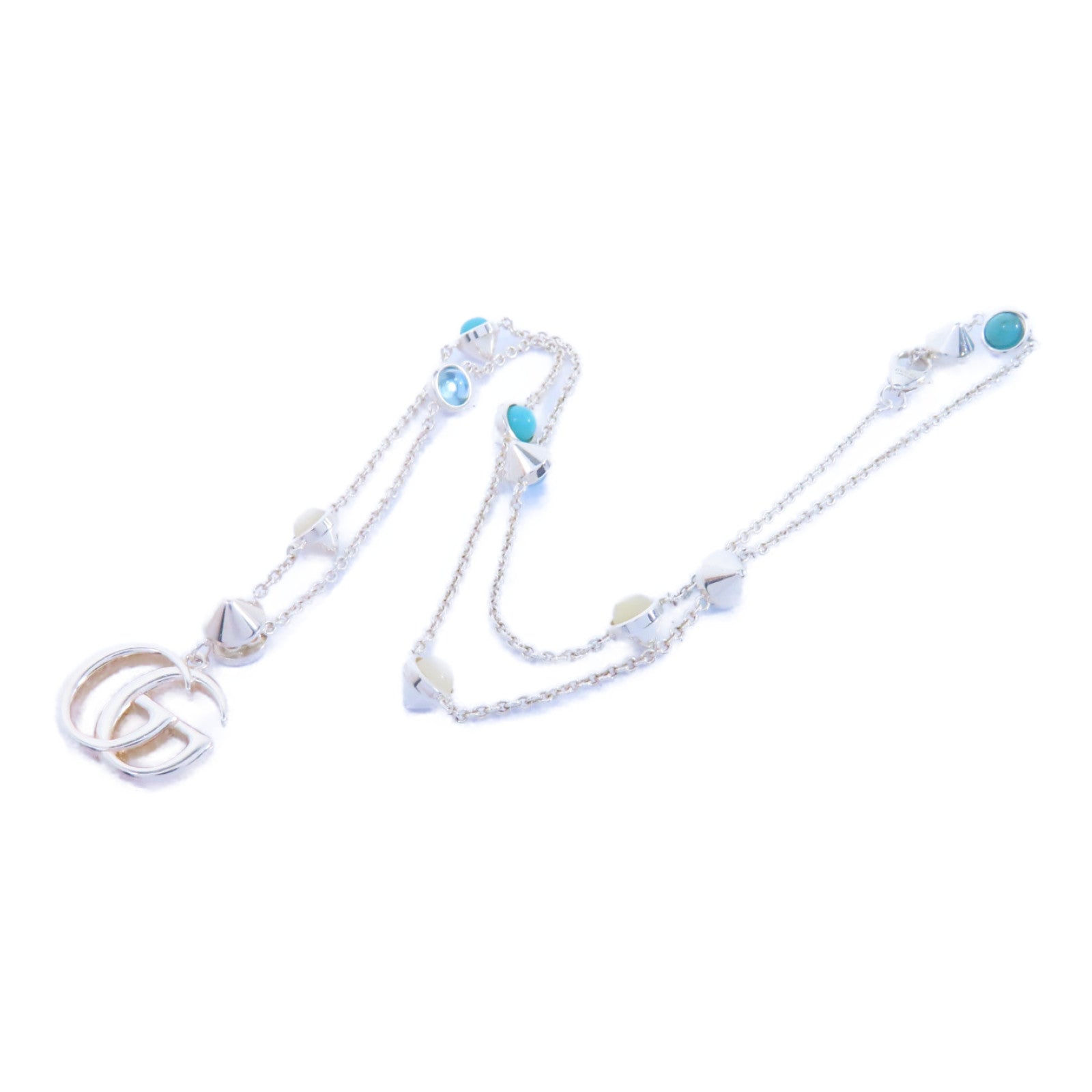 GUCCI 925純銀Necklace項鍊銀色/白色/藍色