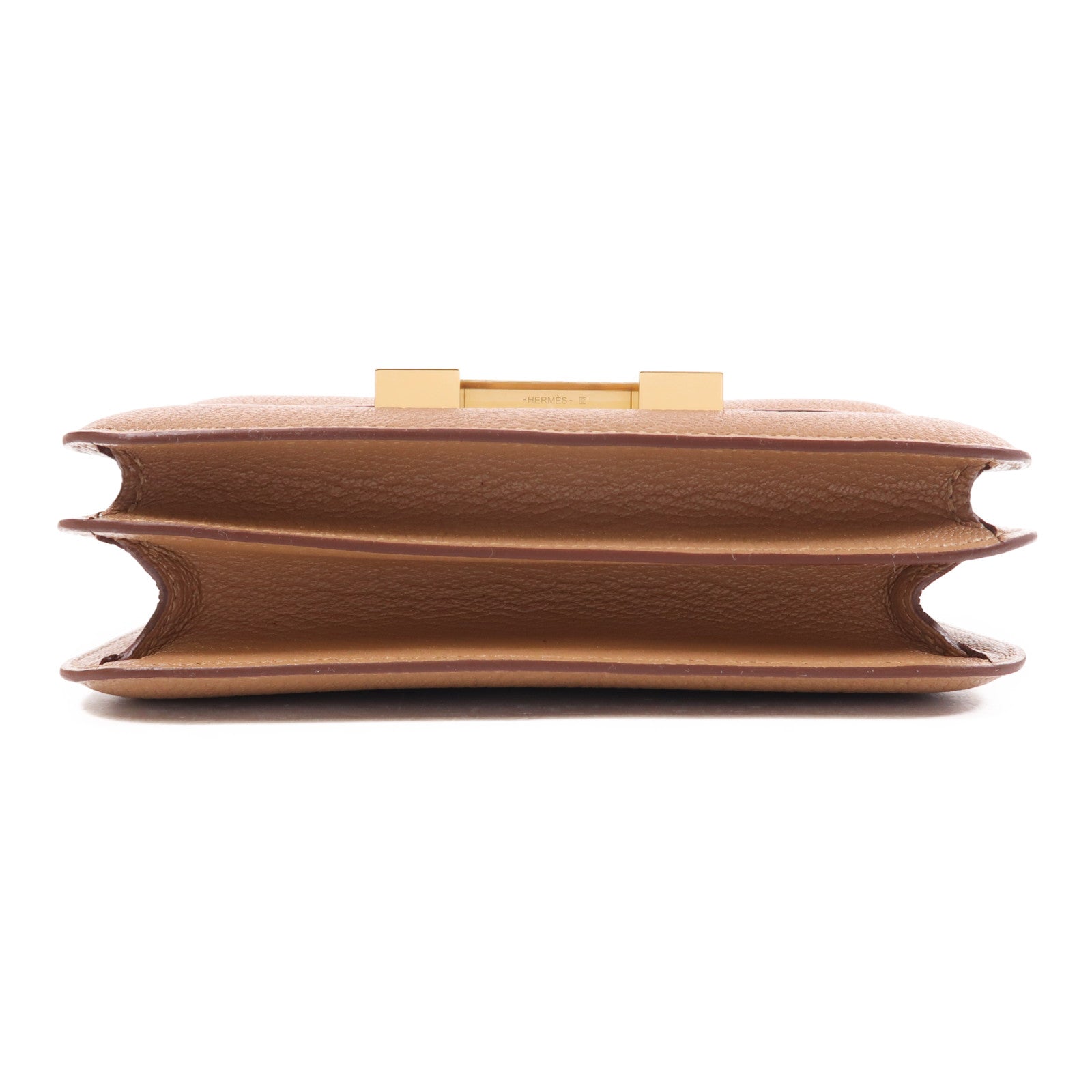 HERMES Chevre皮革Constance Mini金扣肩背袋