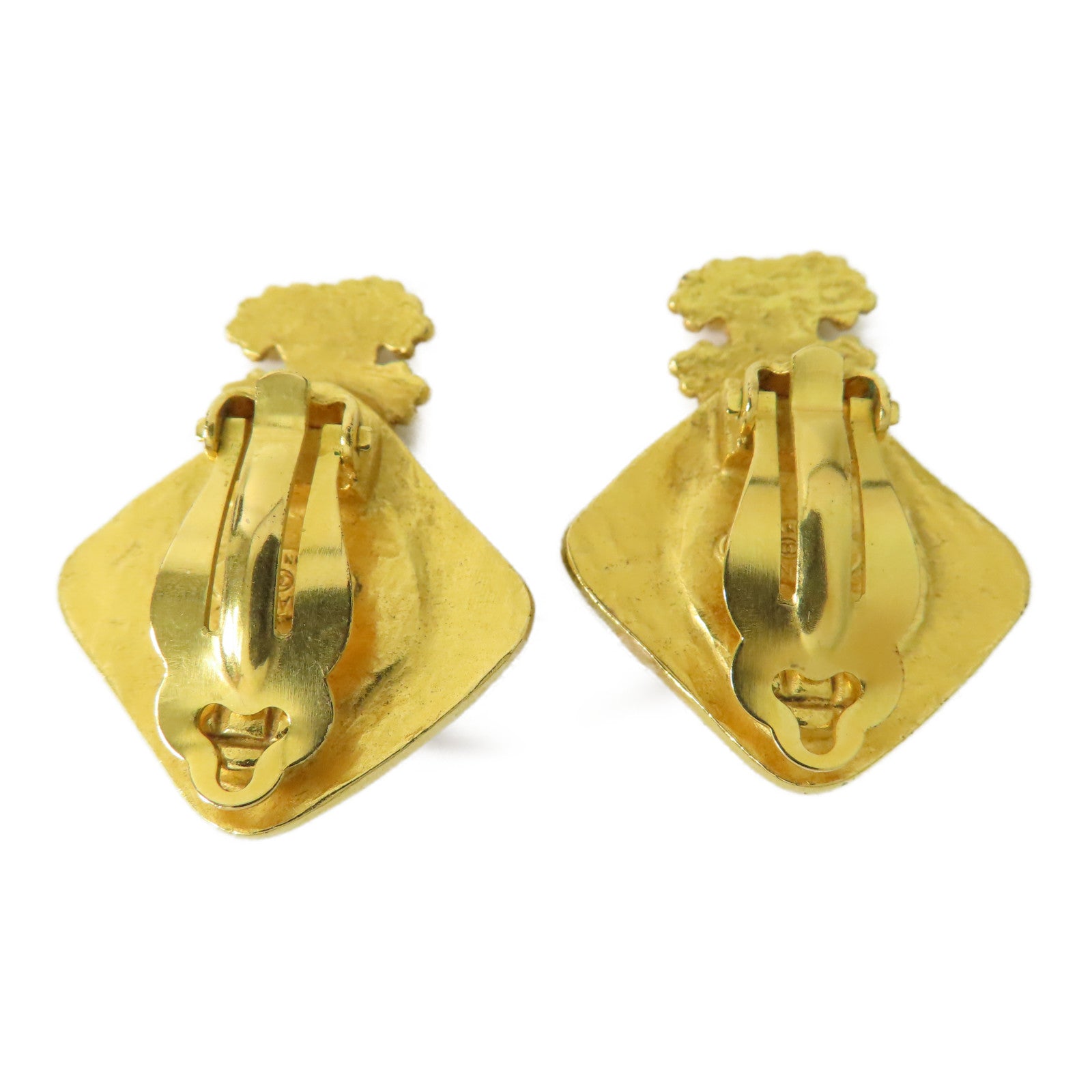 CHANEL CC Earrings Metal Gold Black