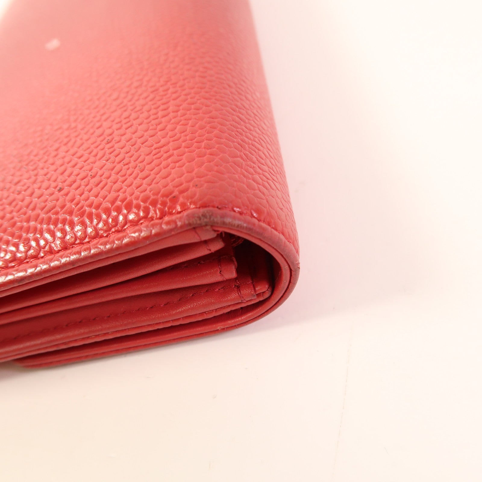CHANEL CC Long Wallet Calfskin Leather Red