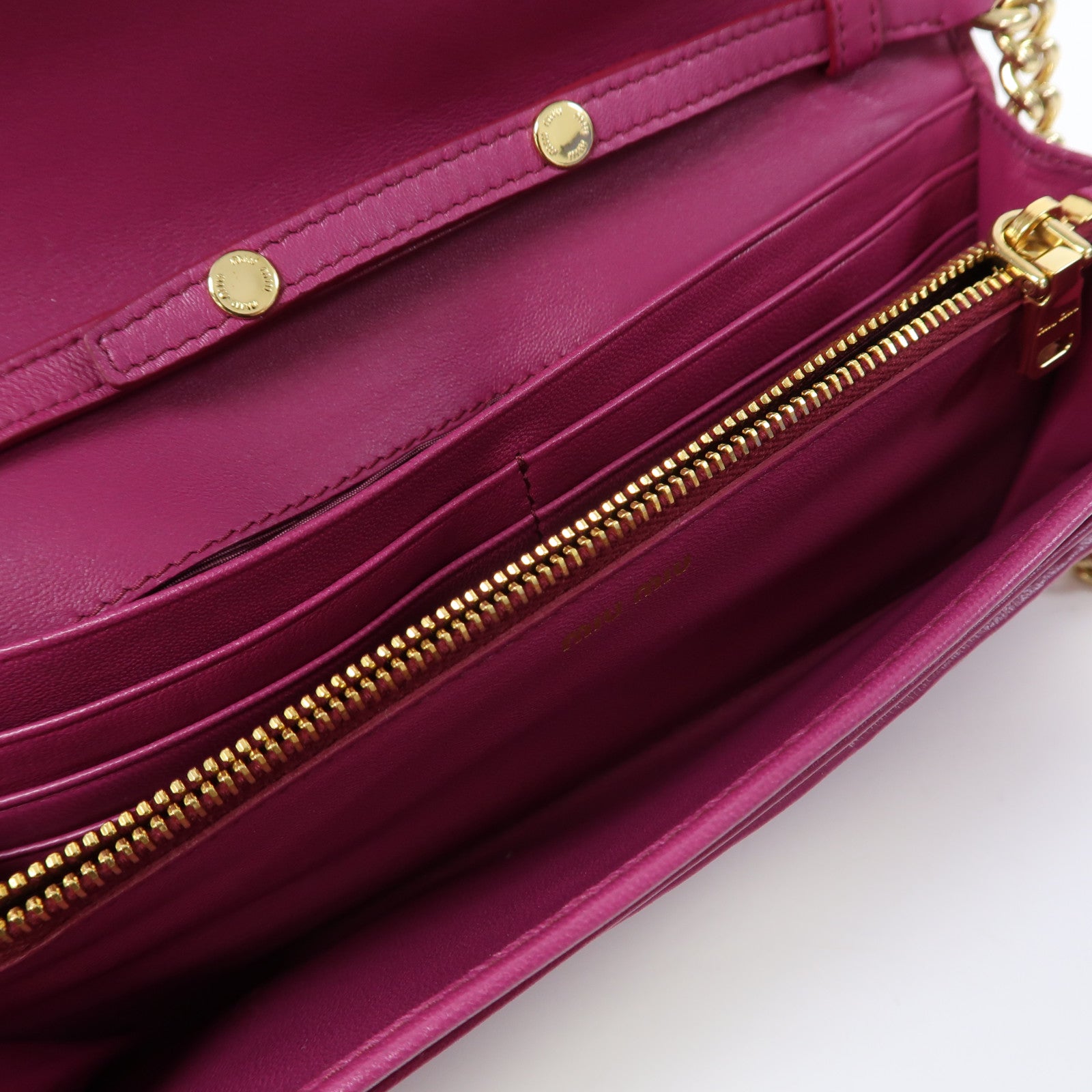 Miu Miu 羊皮皮革Chain Shoulder金扣鏈帶肩背袋紫色