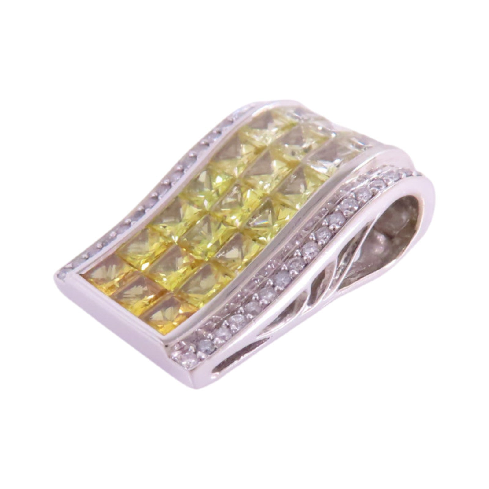 JEWELRY 【激減優惠】18K白金/黃藍寶石/鑽石Yellow Sapphire Diamond Pendant Top吊墜頭扣