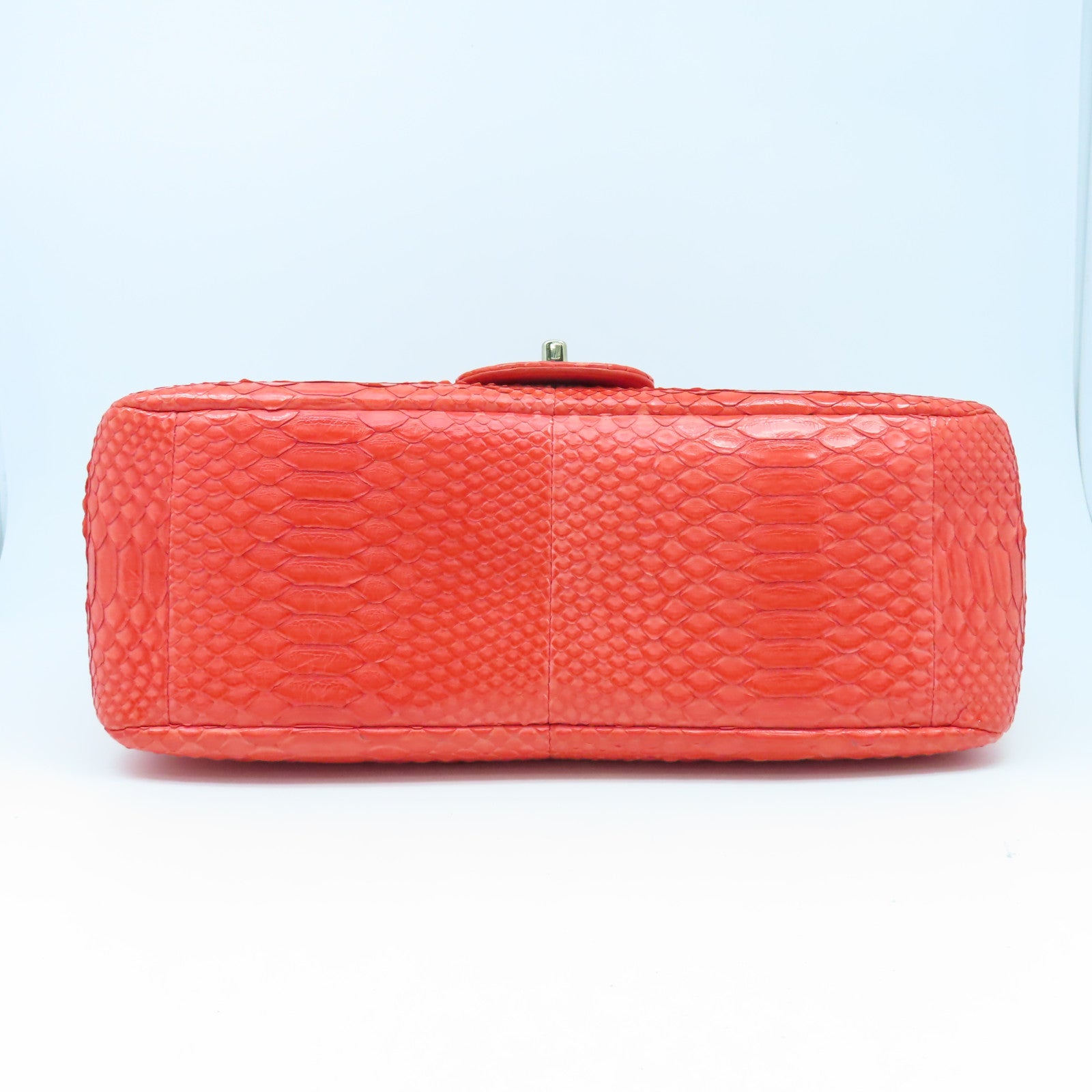 CHANEL 【清倉大減價】蛇皮皮革Chain Shoulder Bag銀扣肩背袋紅色