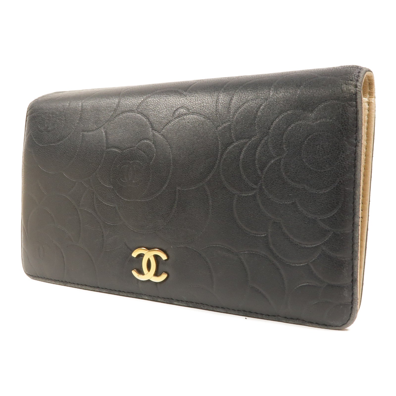 CHANEL 【激減優惠】羊皮皮革Camellia Embossed Long Wallet長錢包