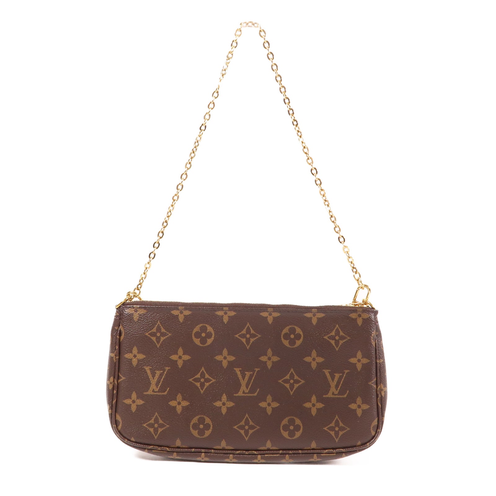 LOUIS VUITTON Monogram Multi Pochette Accessoires金扣肩背袋棕色
