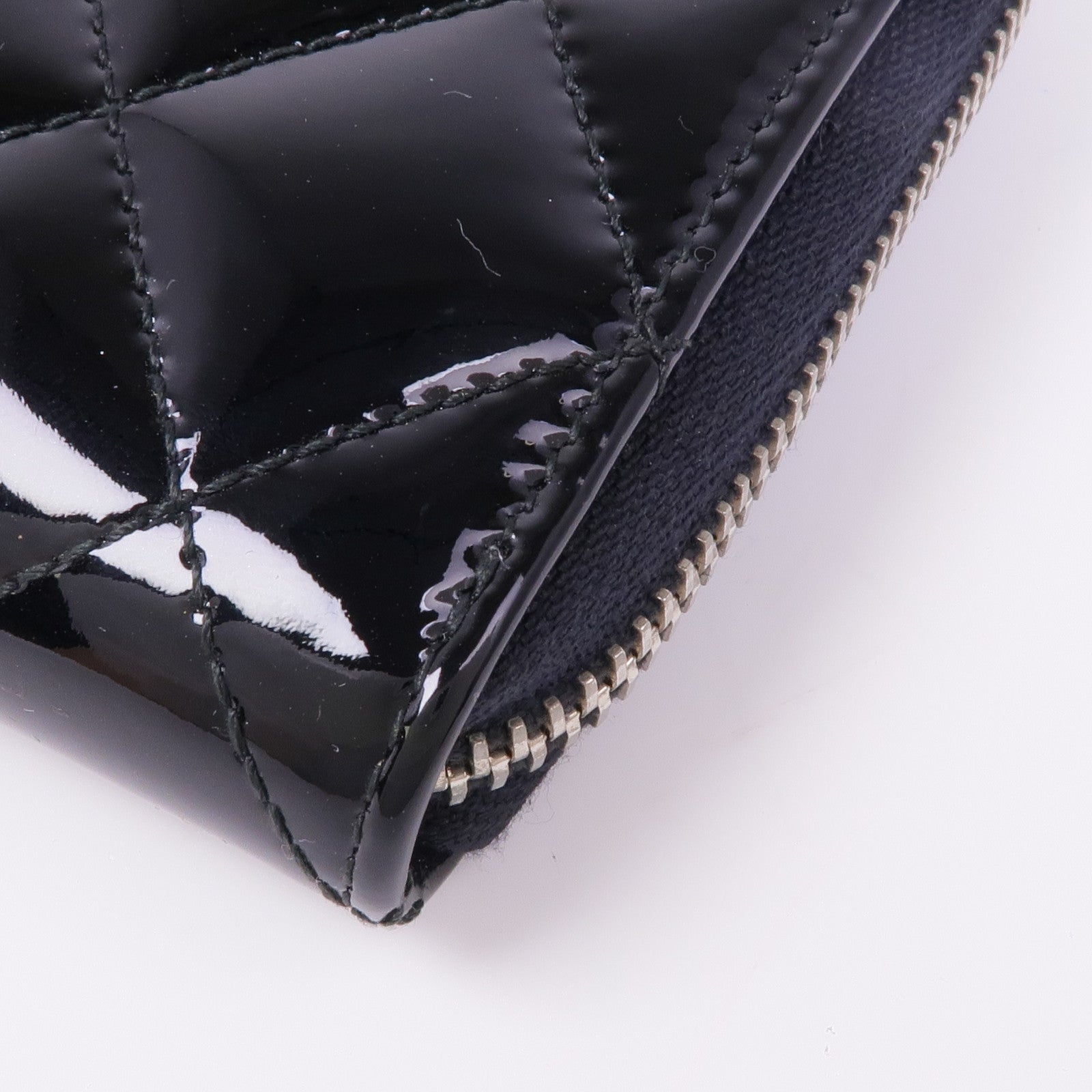 CHANEL 漆皮皮革Round Long Wallet銀扣長錢包