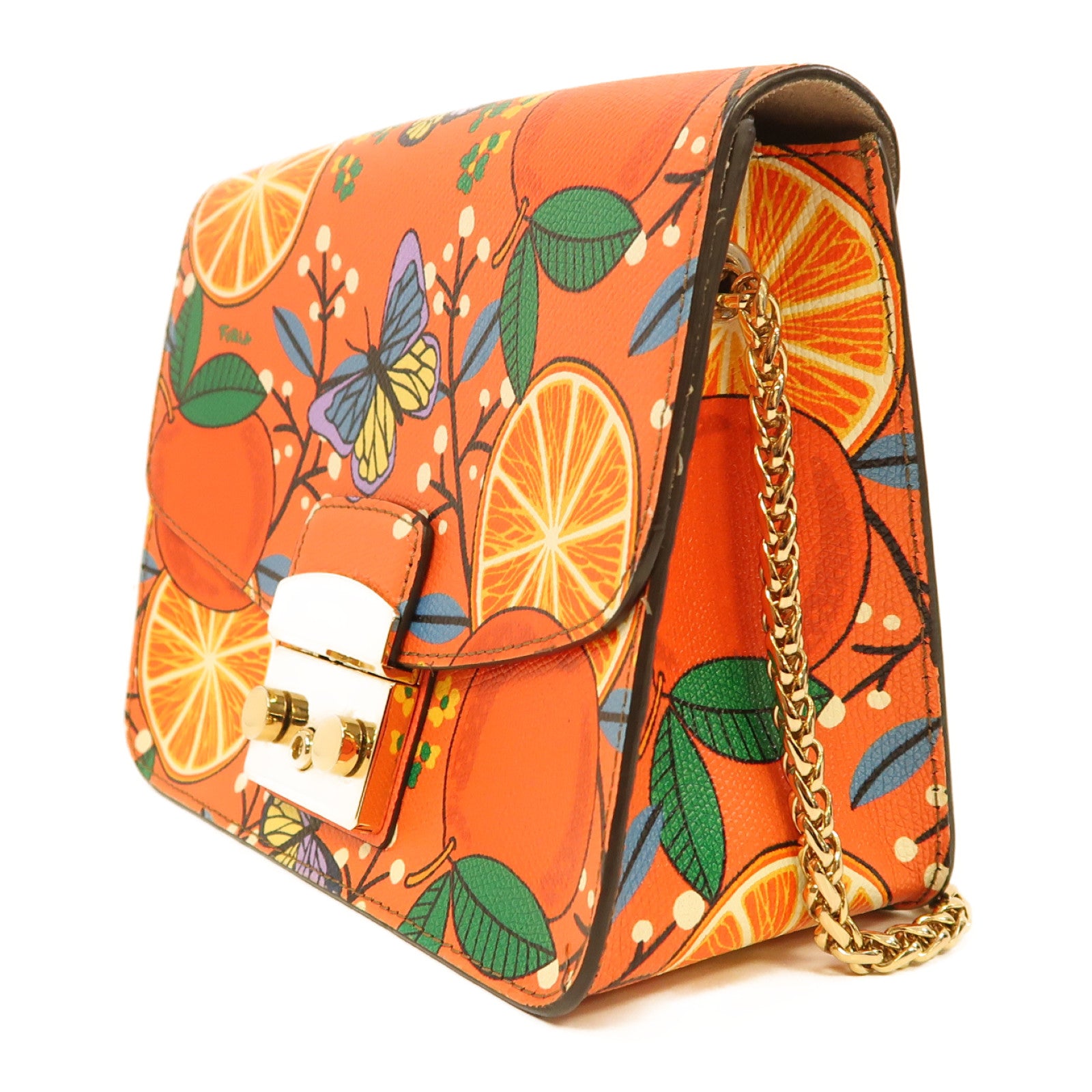 Furla 牛皮皮革Shoulder Bag金扣肩背袋紅色