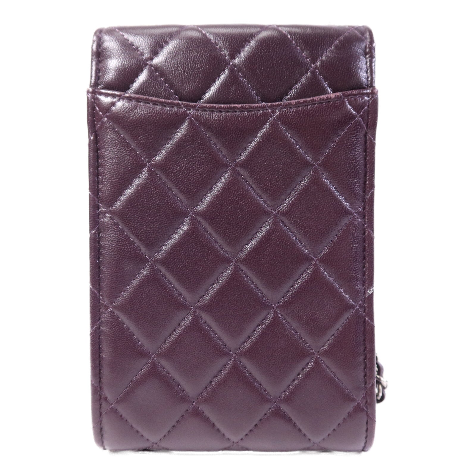 CHANEL 羊皮皮革Phone Bag銀扣鏈帶肩背袋