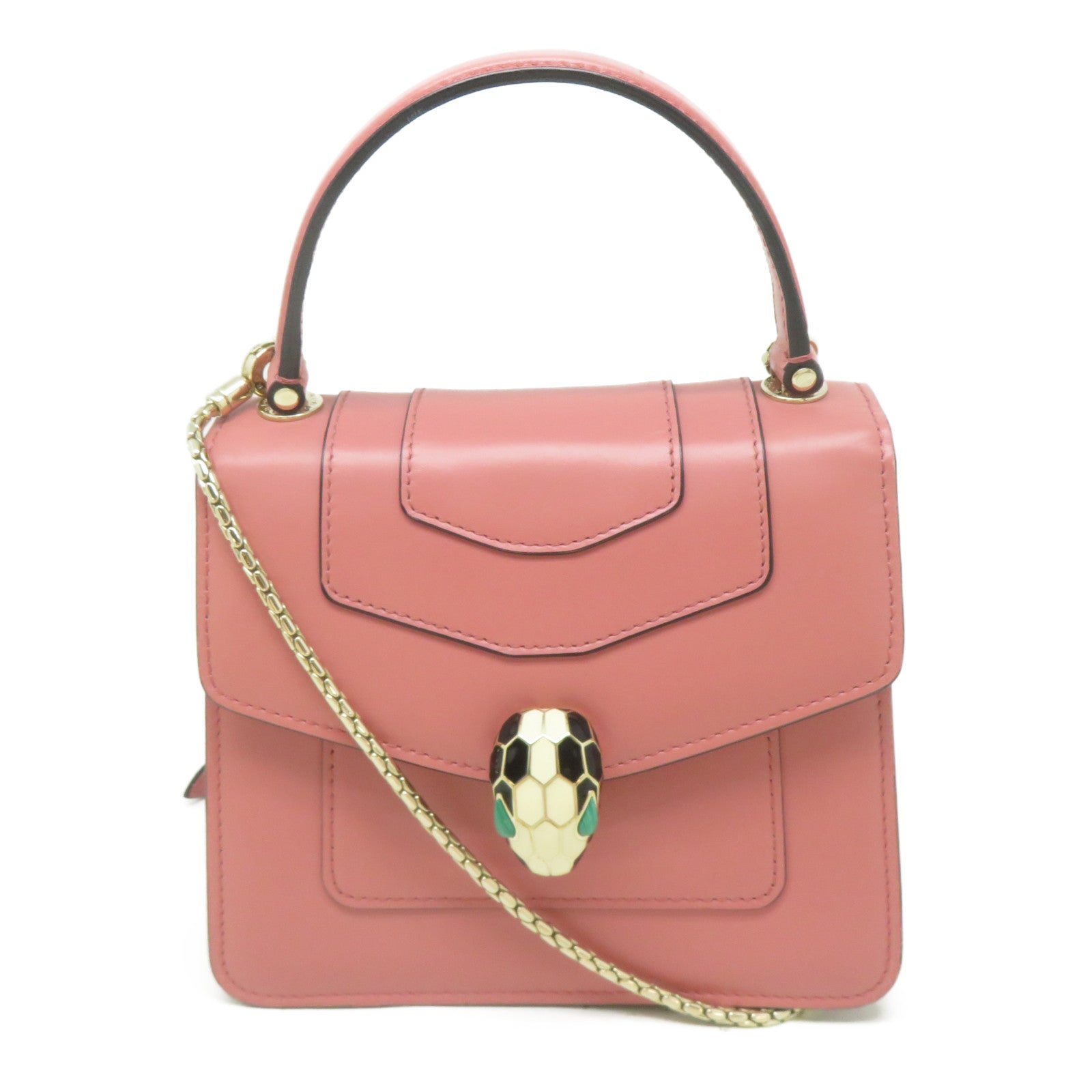 BVLGARI (PRICE DOWN) GWH Serpenti Forever 2Way Shoulder Handbag Calfskin Leather Pink