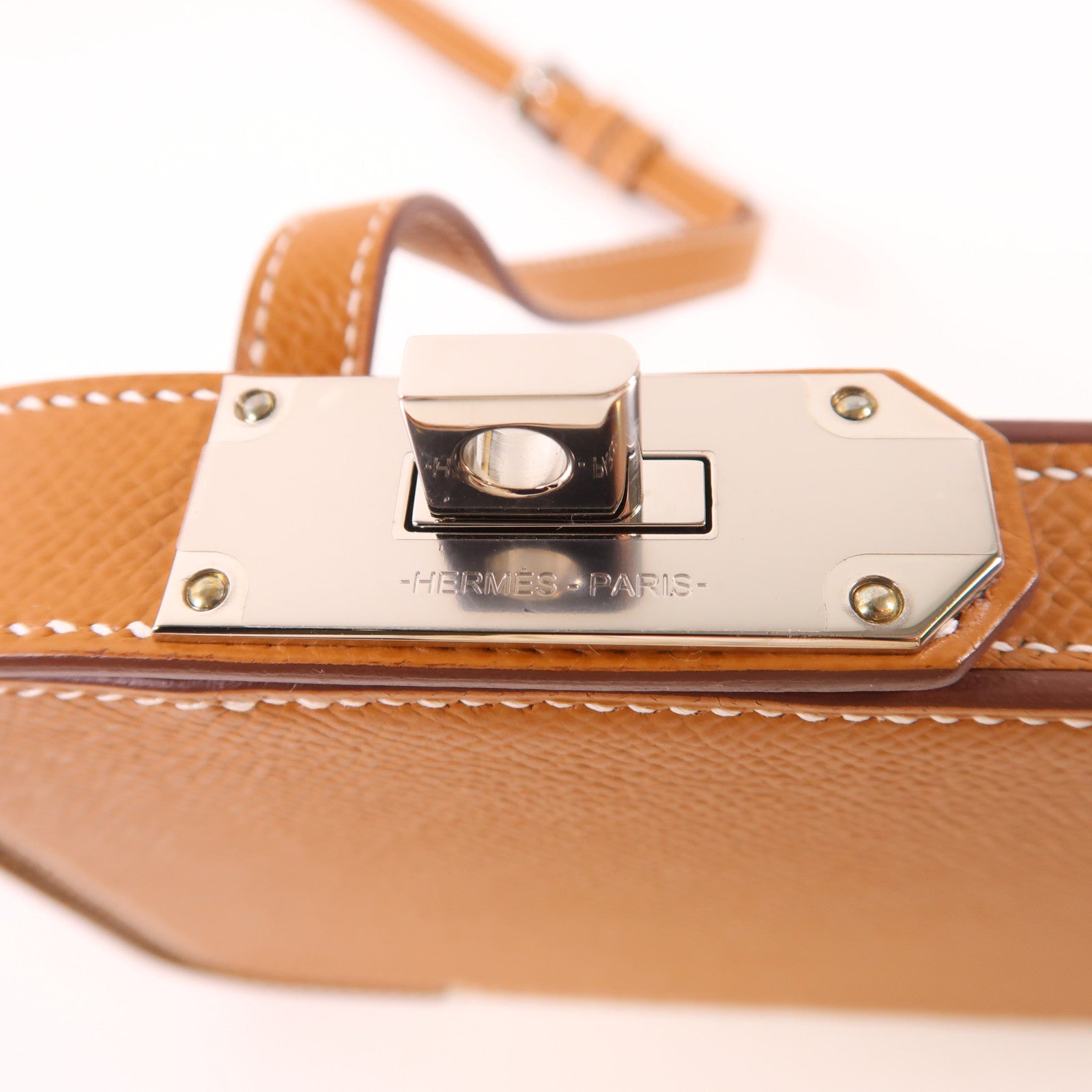 HERMES Epsom皮革Hac A Box Phone Case銀扣肩背袋Gold