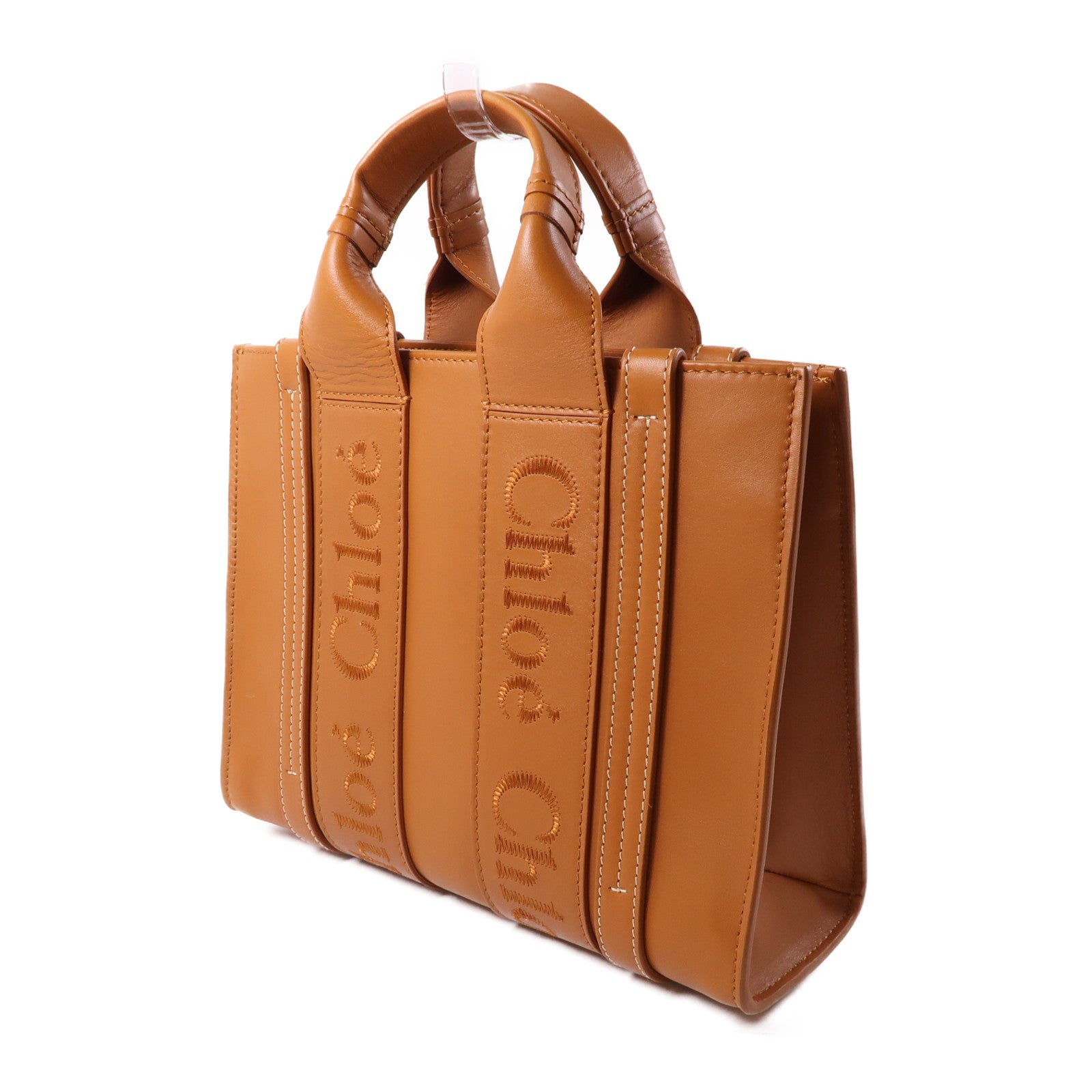 Chloe 牛皮皮革Small Woody 2 Way Shoulder手挽肩背兩用袋棕色