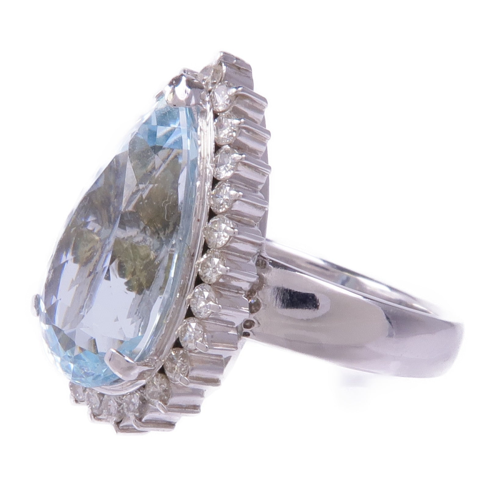 JEWELRY 18K白金Aquamarine Diamond Ring藍晶/鑽石戒指US#4.75