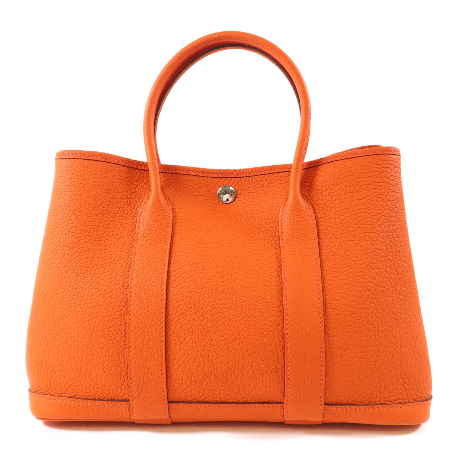HERMES Negonda皮革Garden Party TPM銀扣手挽袋Orange Poppy