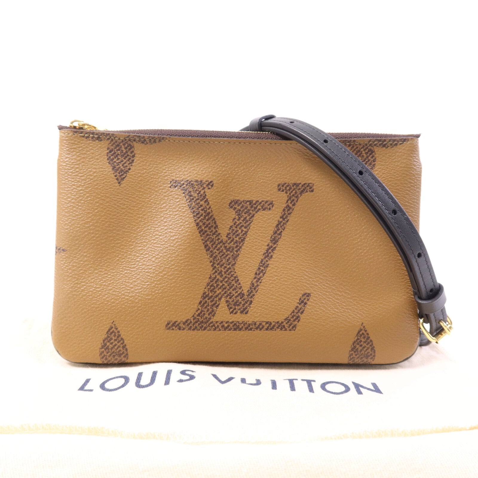 LOUIS VUITTON Monogram Giant Reverse Double Zip Pochette金扣肩背袋