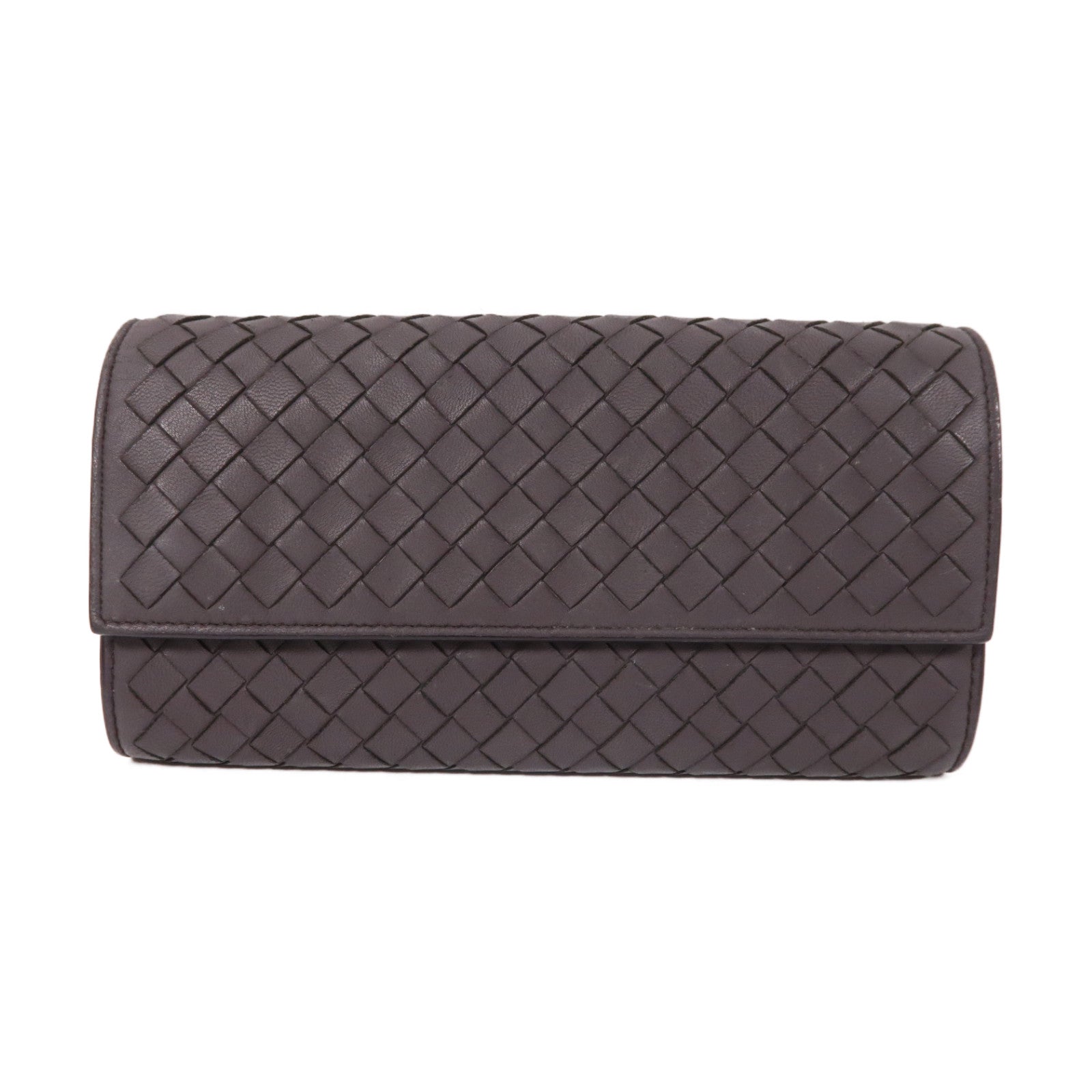 BOTTEGA VENETA 【激減優惠】織紋皮革Long Wallet長錢包啡色