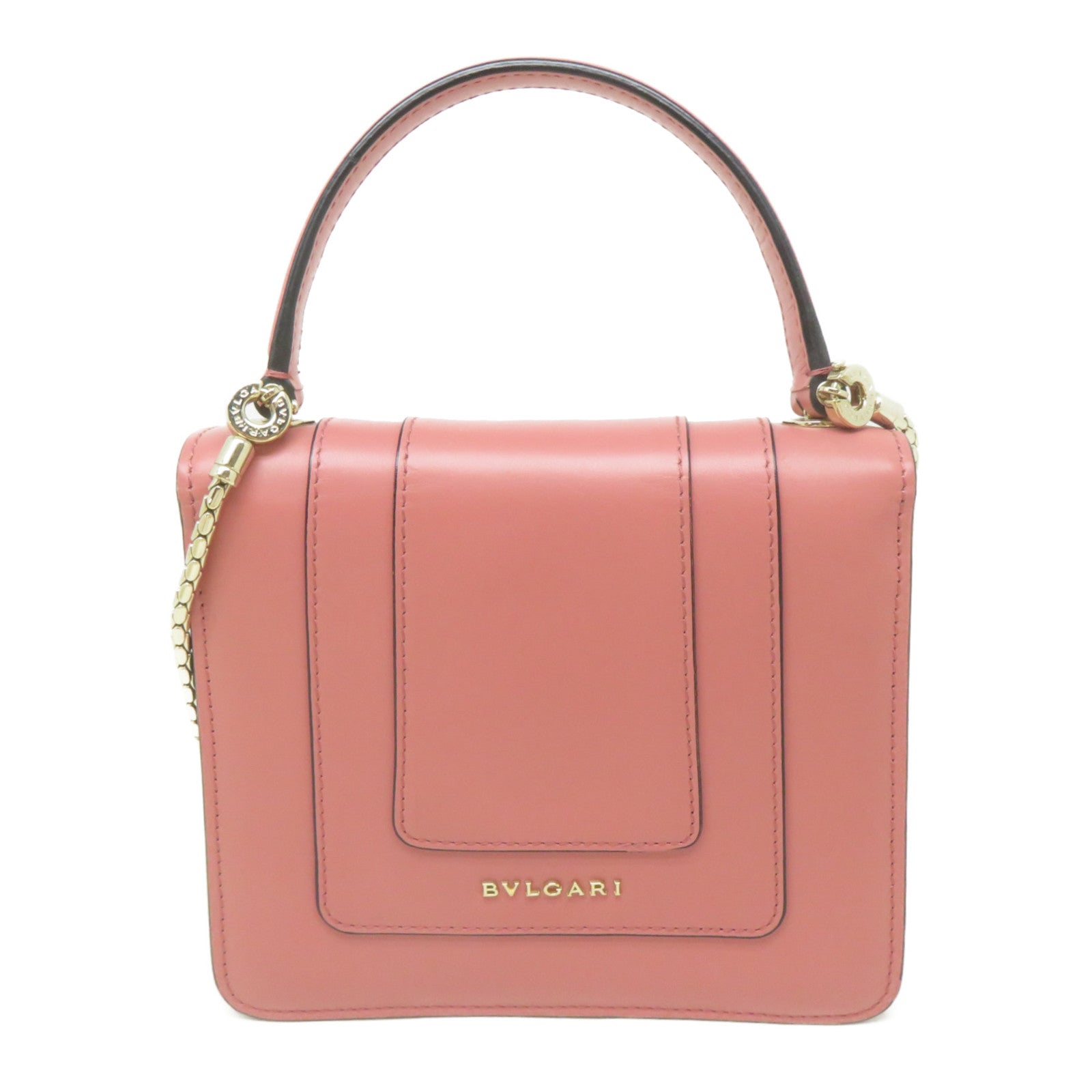 BVLGARI (PRICE DOWN) GWH Serpenti Forever 2Way Shoulder Handbag Calfskin Leather Pink