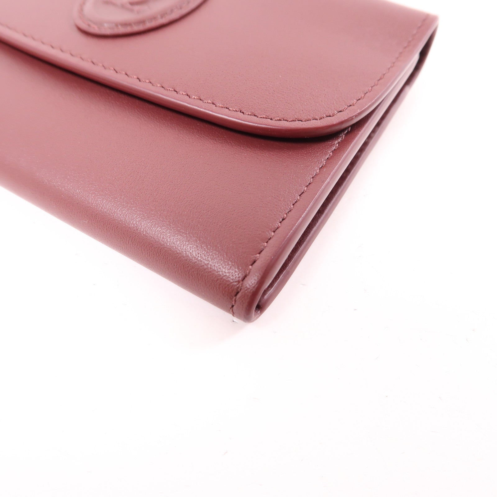CARTIER 牛皮皮革Card Case金扣卡片套酒紅色