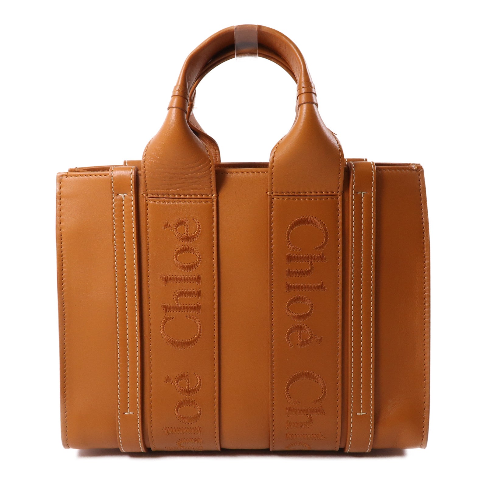 Chloe 牛皮皮革Small Woody 2 Way Shoulder手挽肩背兩用袋棕色