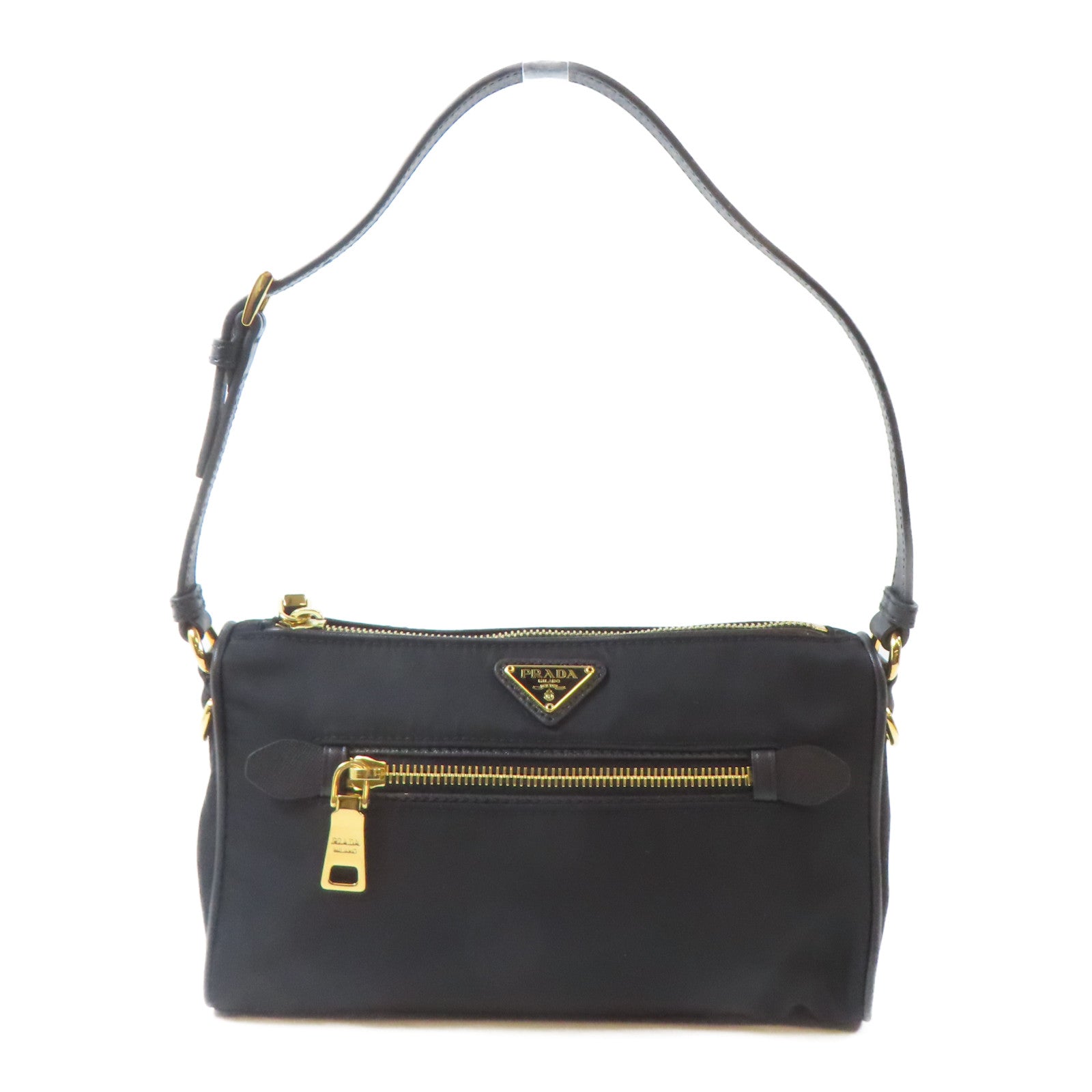 PRADA 尼龍Shoulder Bag金扣肩背袋黑色