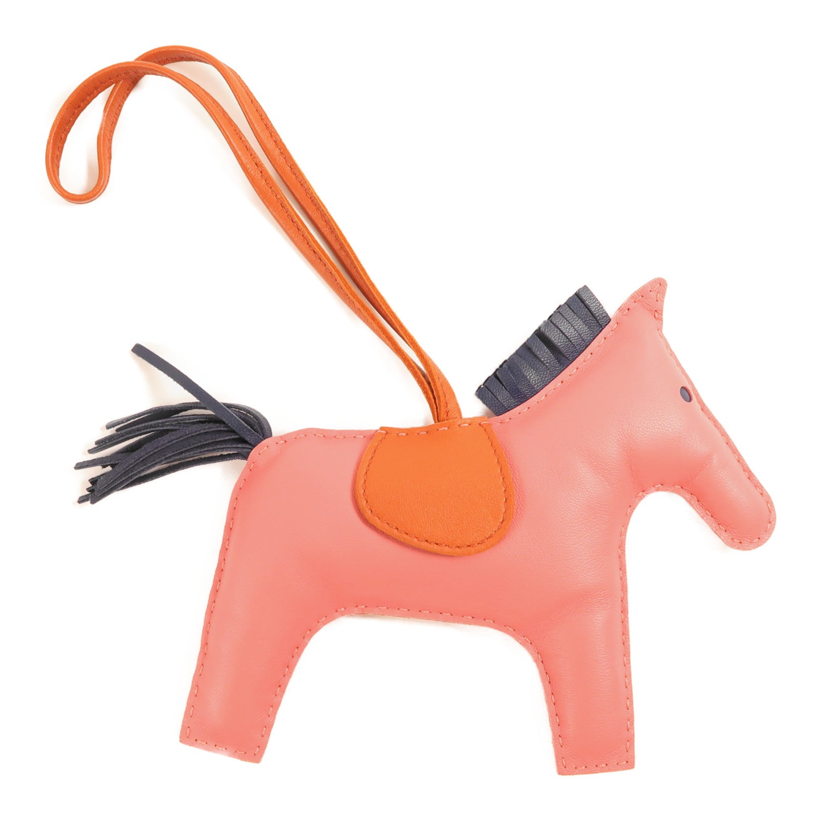 HERMES Milo皮革/Swift皮革Rodeo GM掛飾Rose Azalee